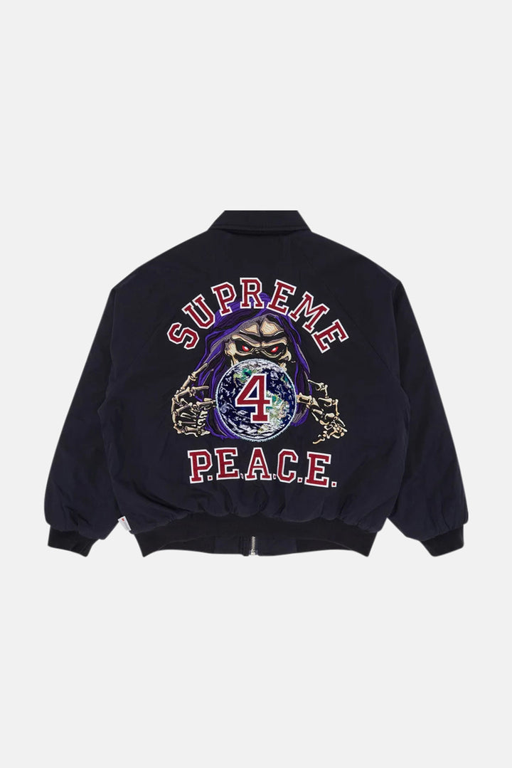 Peace Embroidered Work Jacket Navy