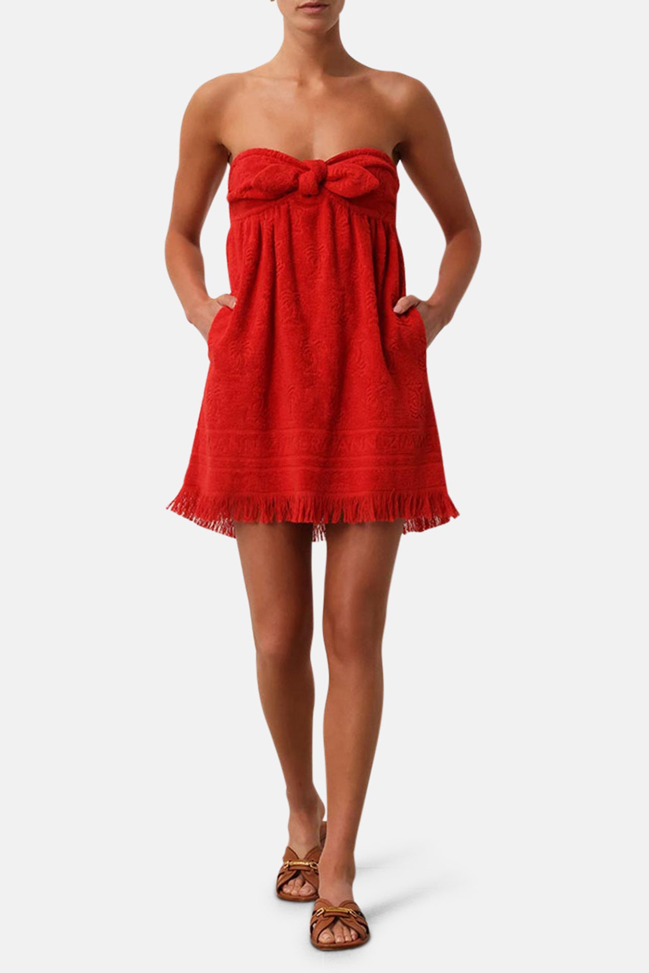 Zimmermann Alight Toweling Mini Dress, Red, Size 2