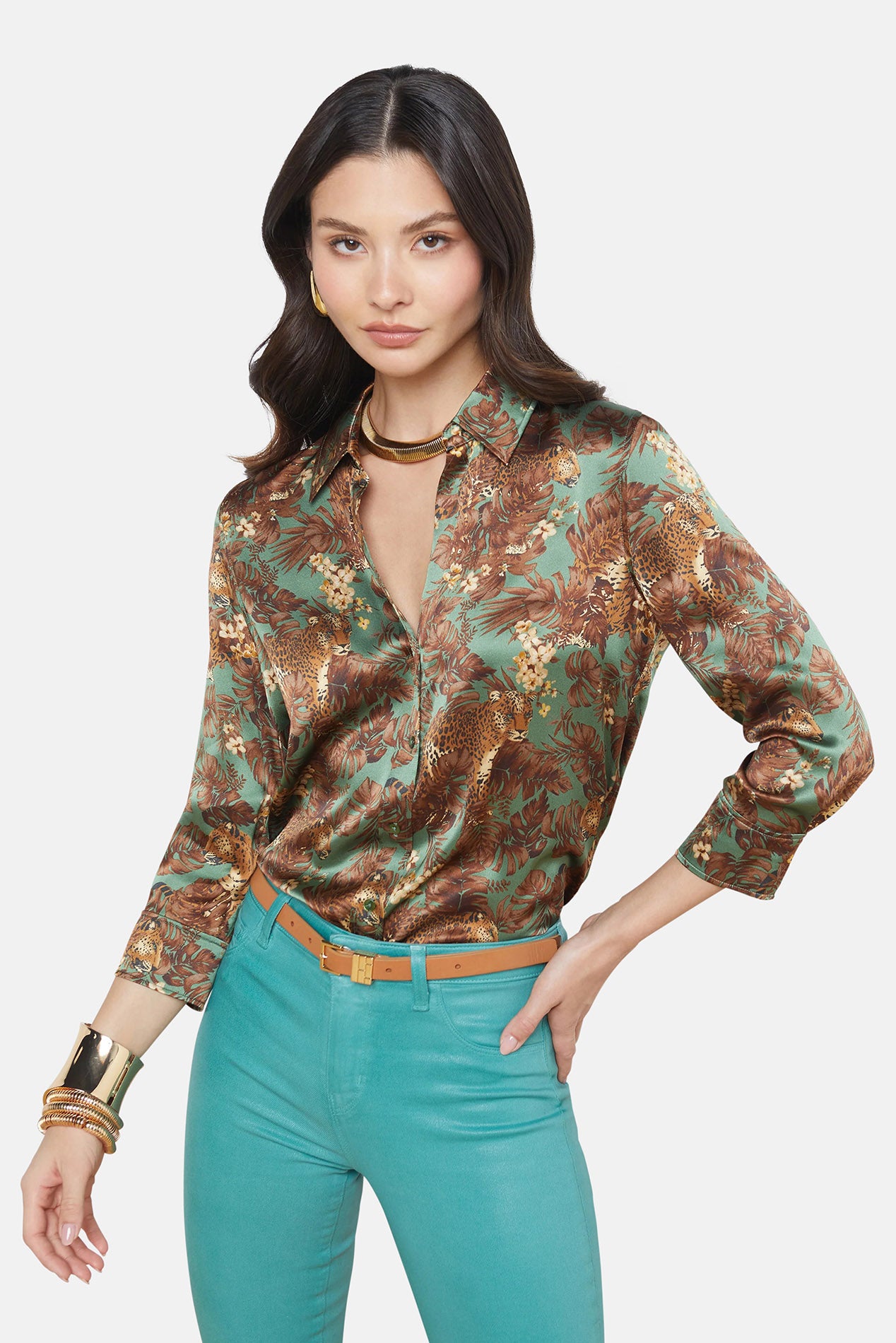 Dani Silk Blouse - Grey/Ivory Pinstripe
