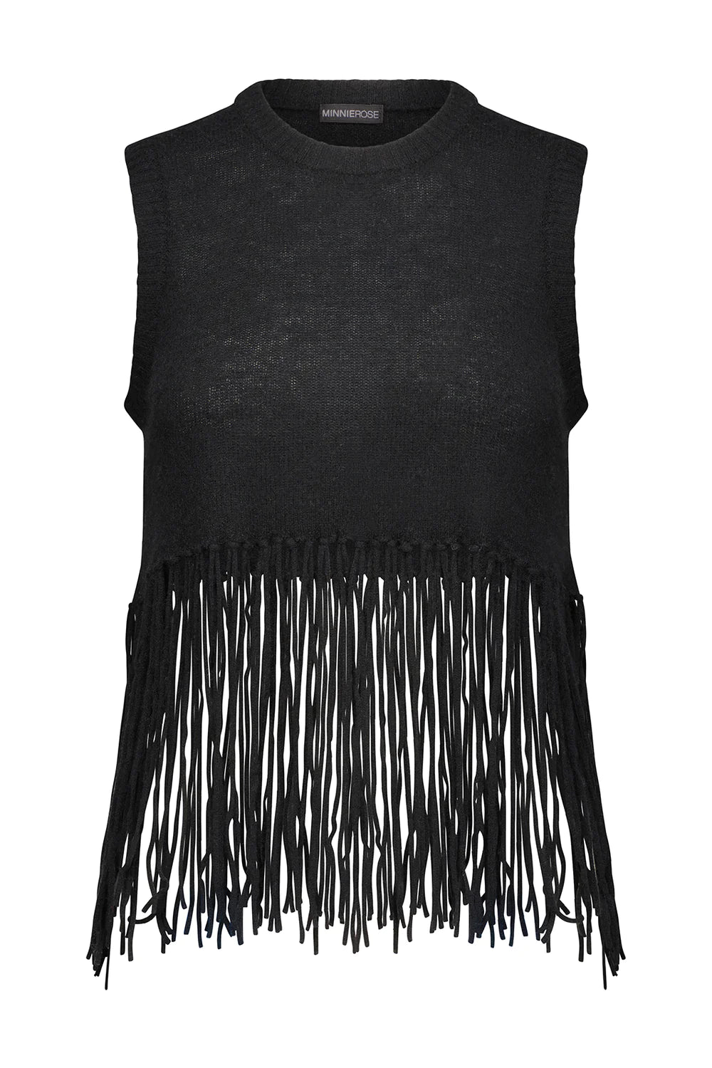 Dottie Fringe Vest - Black