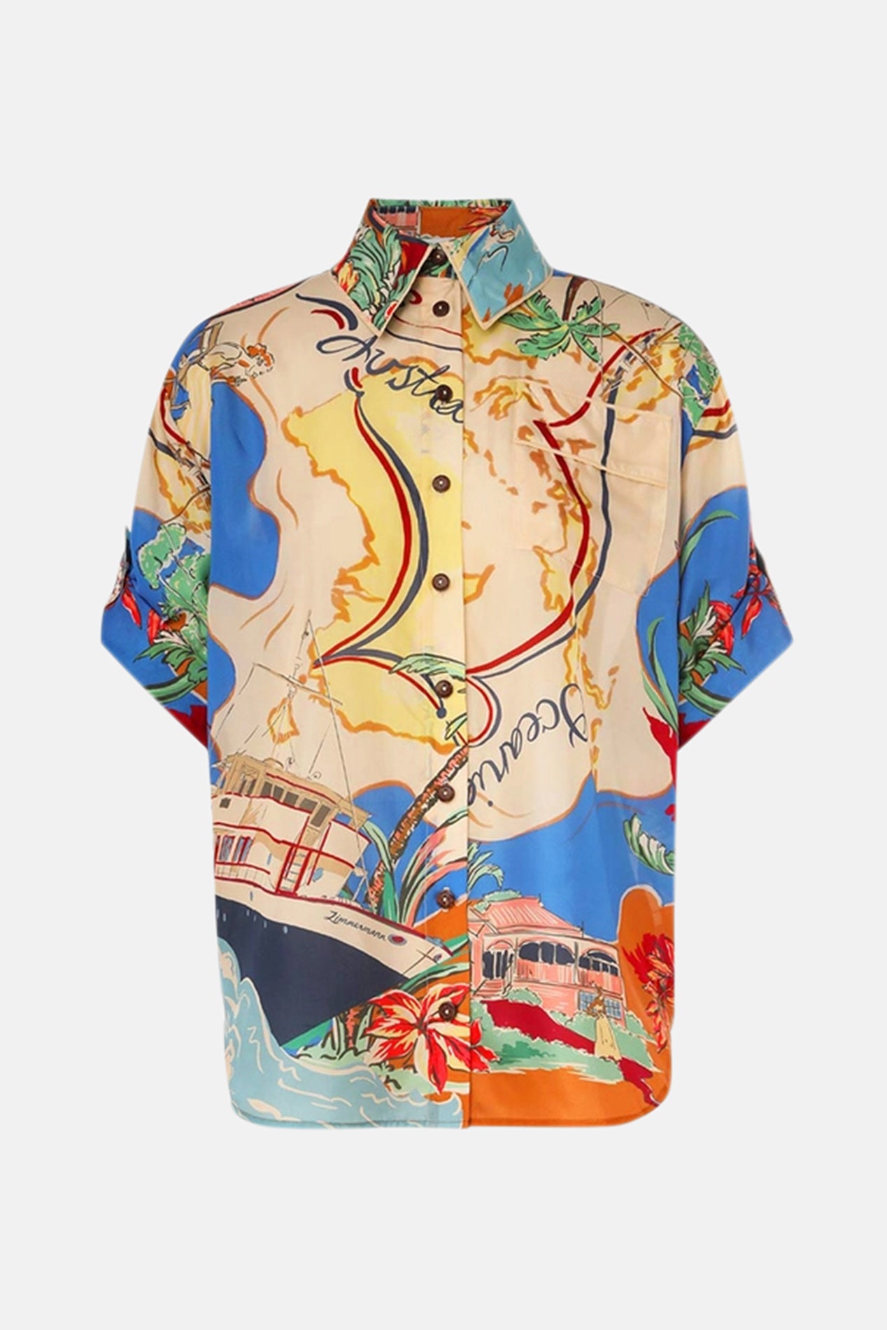 – Map blueandcream Short Alight Nautical Sleeve Shirt