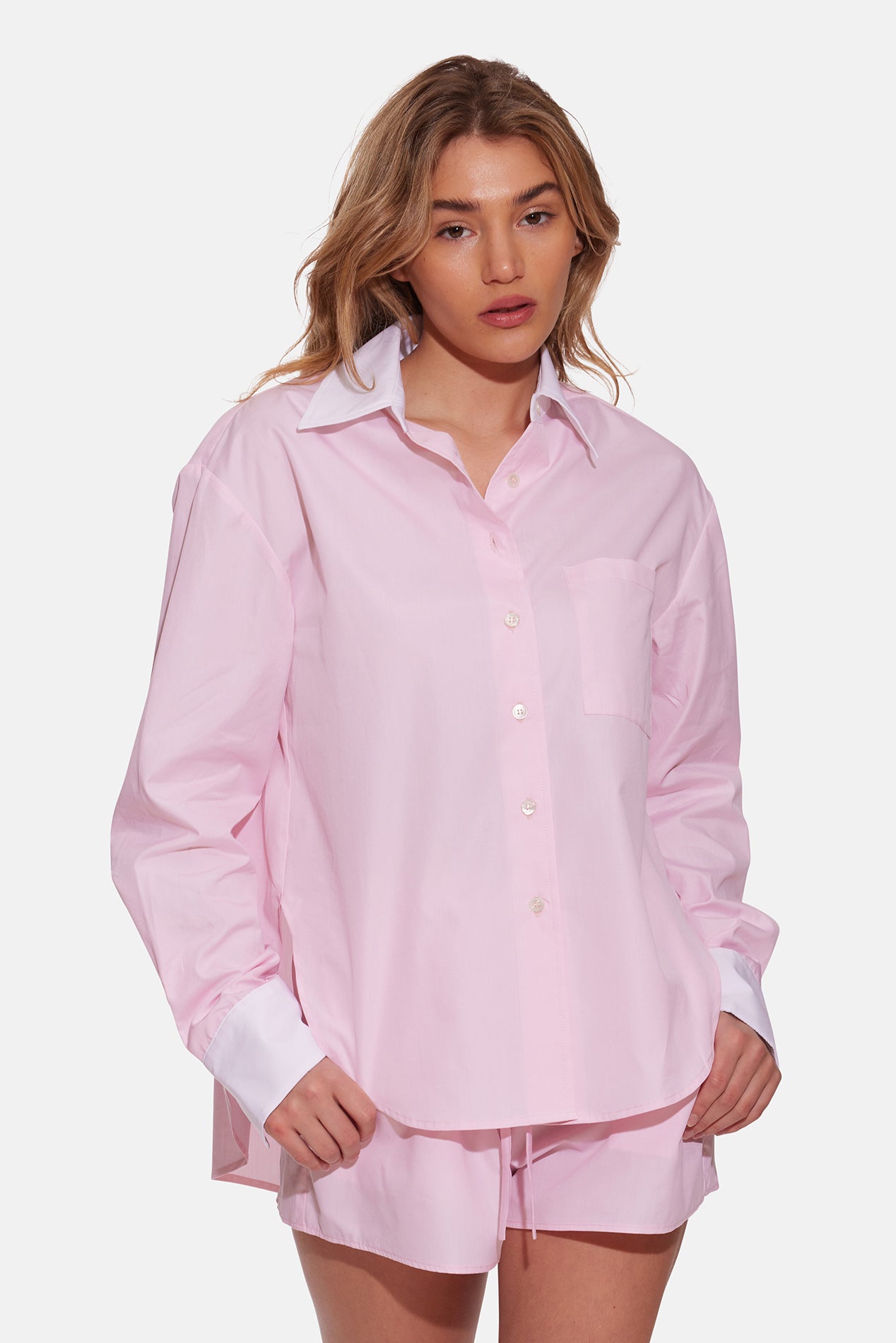 Lily Poplin Boyfriend Shirt Micro Pinstripe Navy/White main image 0