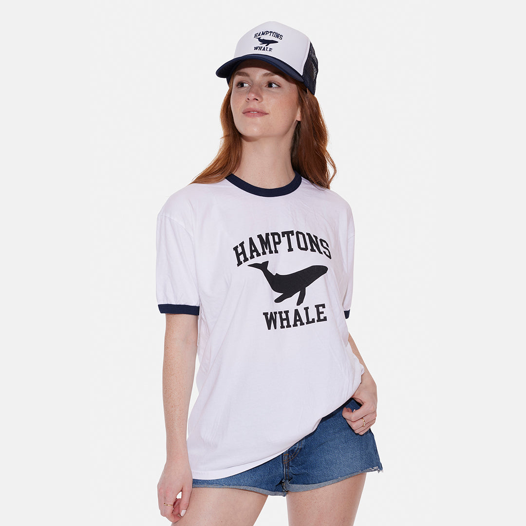Hamptons Whale Trucker Hat White/Navy