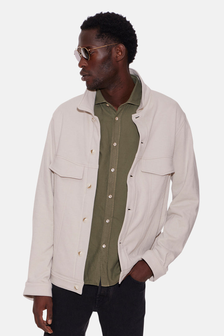 Cotton French Collar Shirt Olive