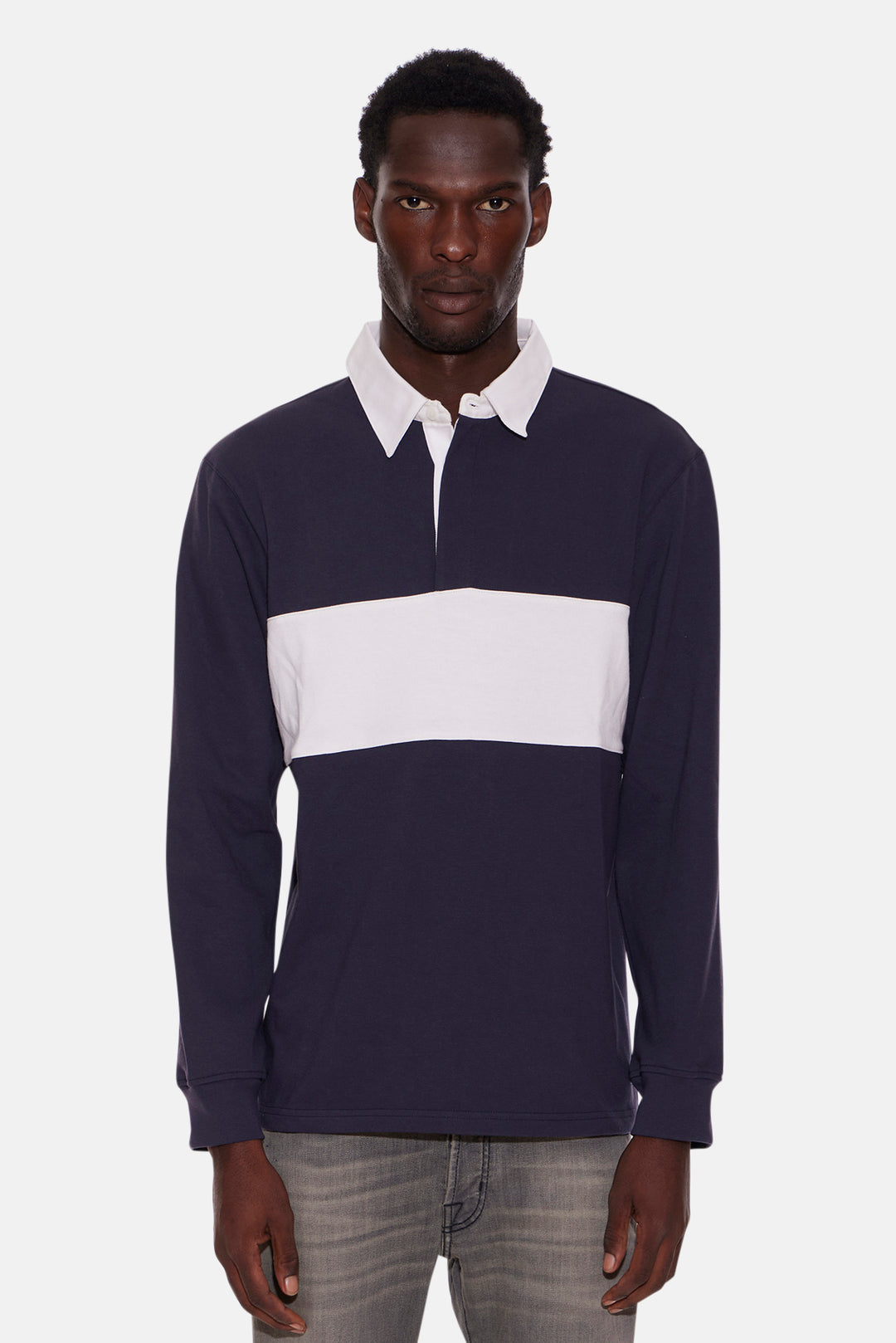 Striped Rugby Navy W/ White