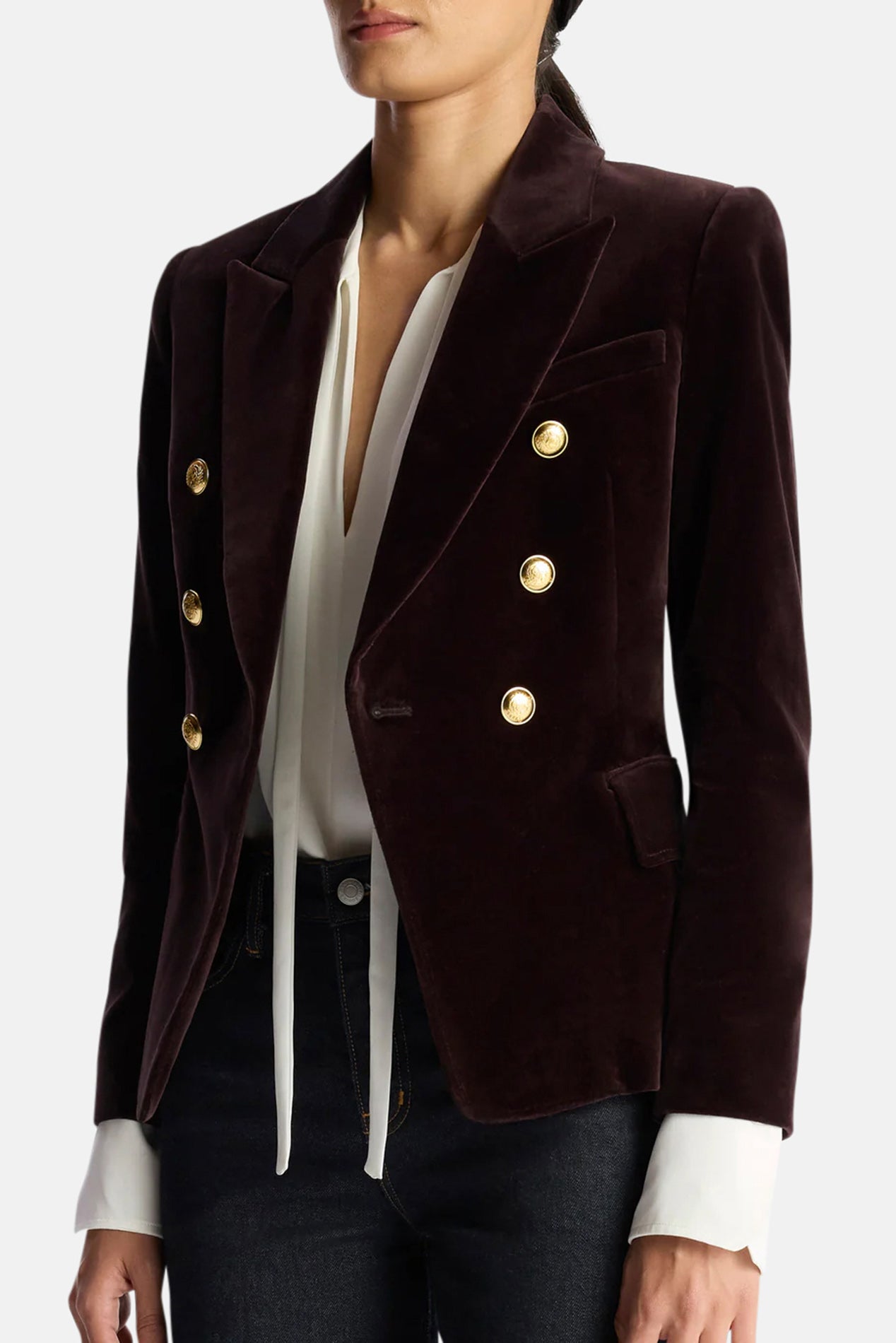 Chelsea Velvet Tailored Jacket Chocolate Plum – blueandcream