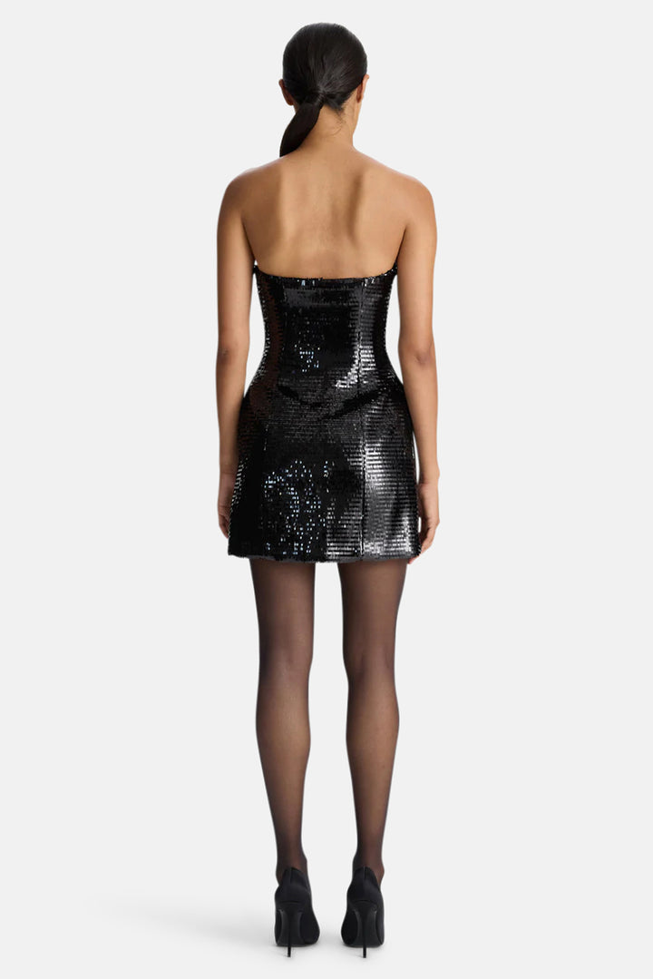 Elsie Strapless Sequin Mini Dress Black