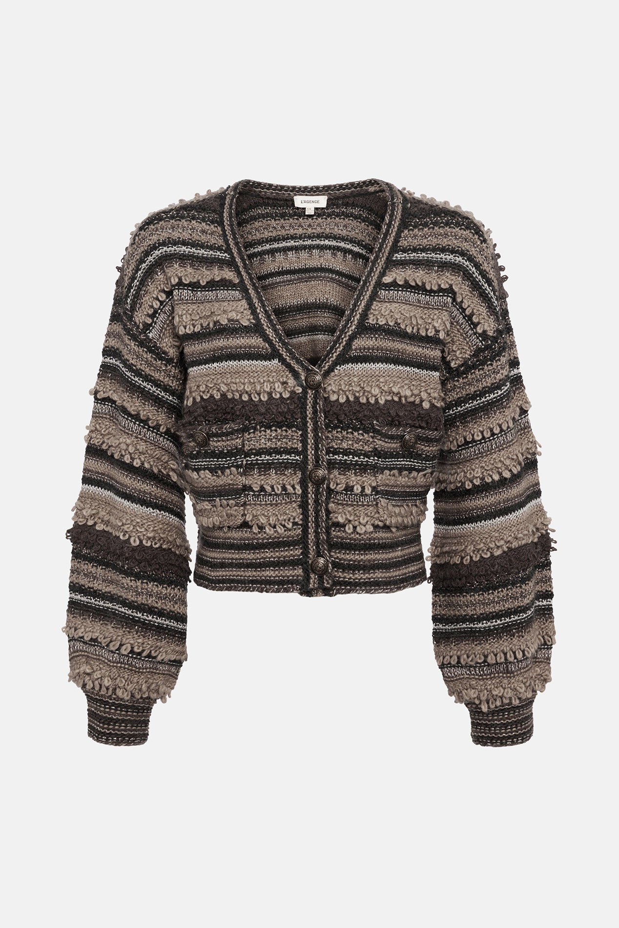 Harriet Blouson Cardigan Brown Multi – blueandcream