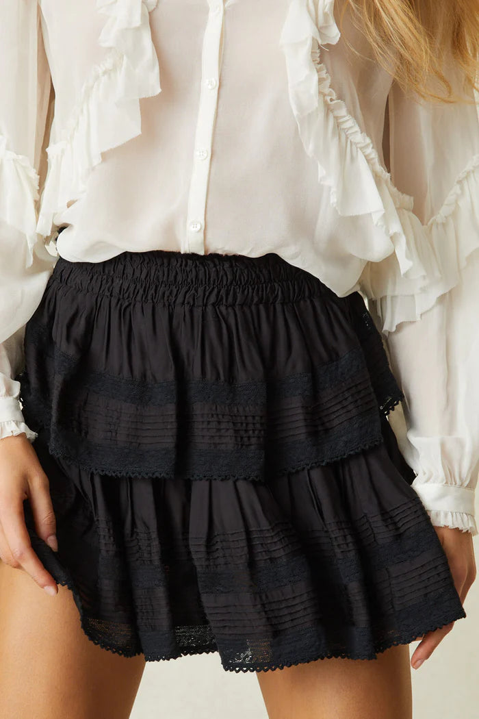 Ruffle Mini Skirt Black