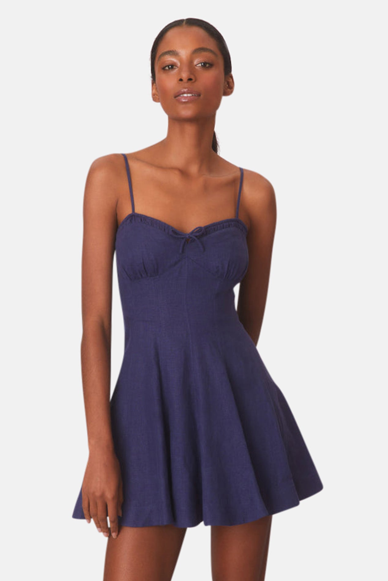LoveShackFancy Shai Linen Mini Dress Navy – blueandcream