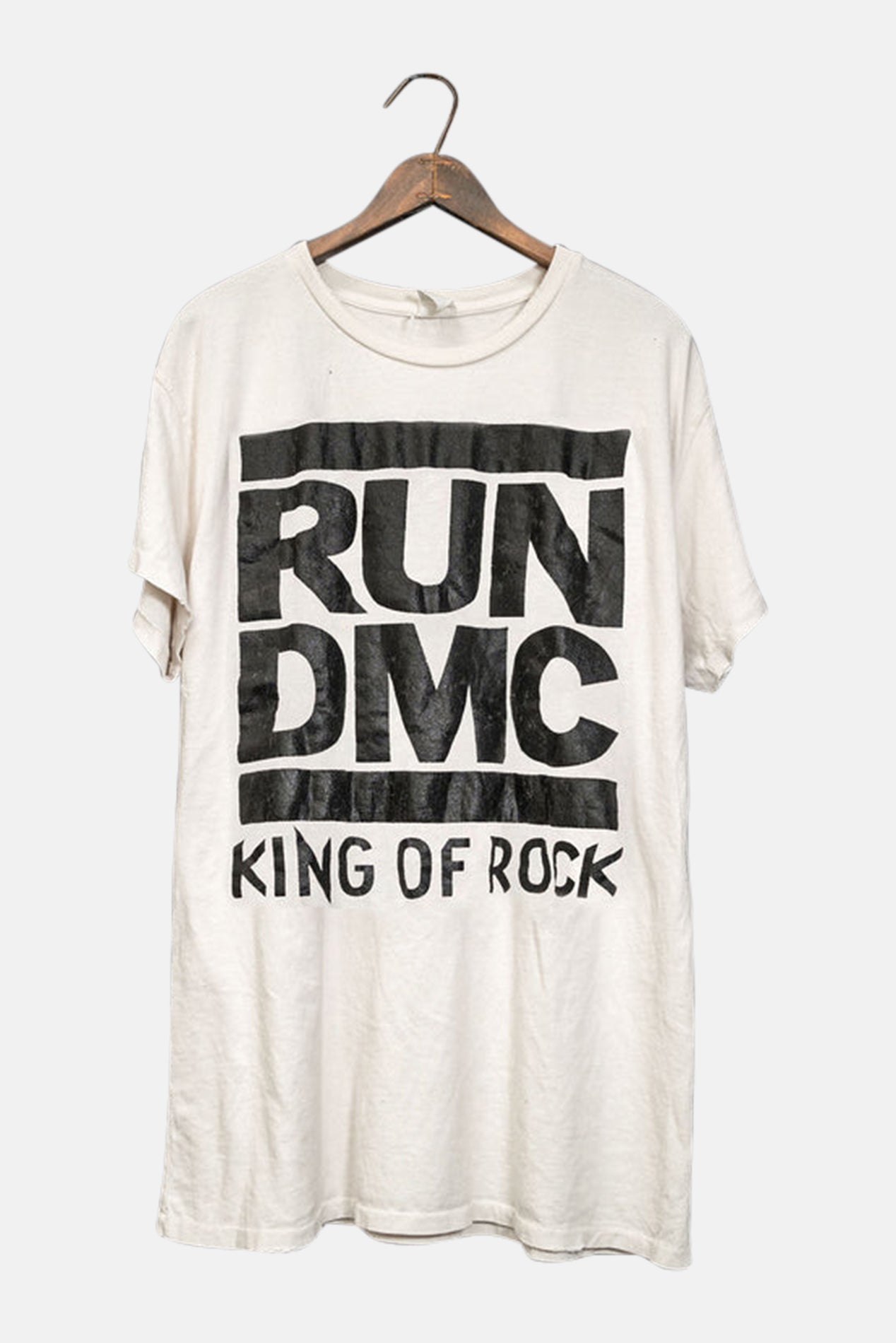 run dmc t shirt dress Run DMC King Of Rock Oversized Tee Dress Vintage White blueandcream