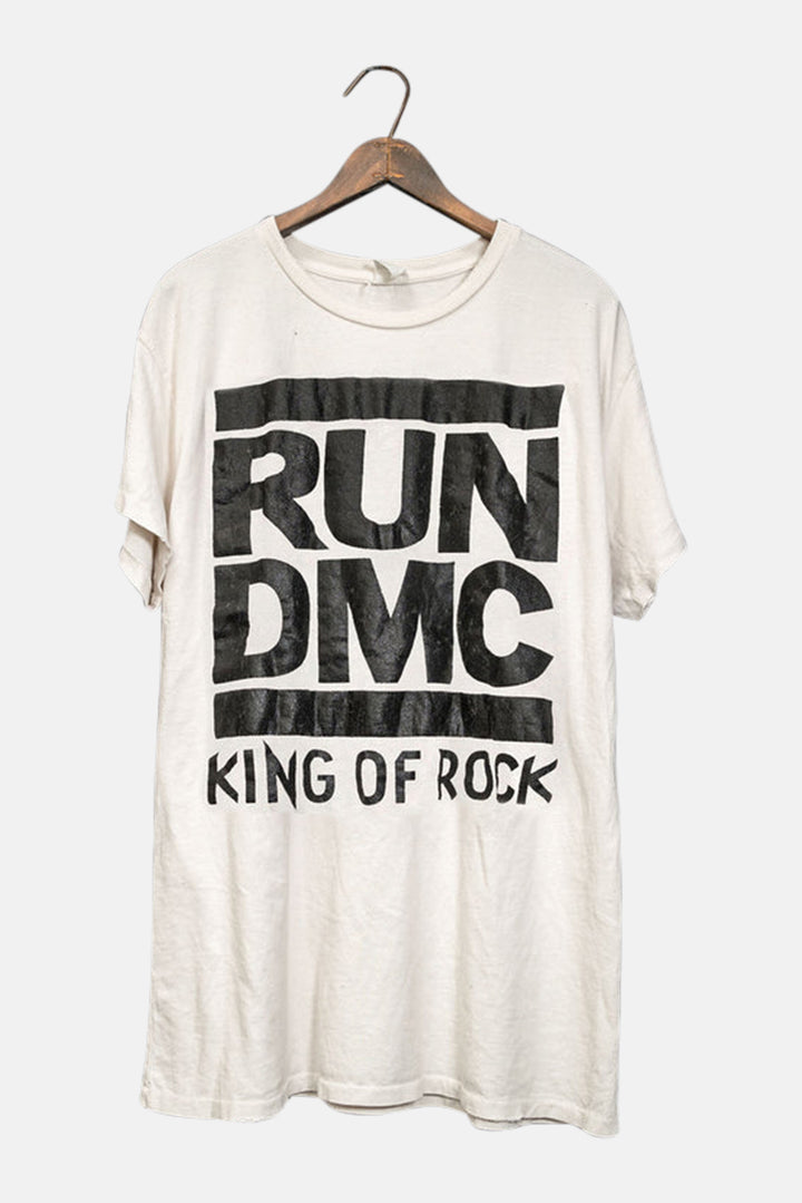 Run DMC King Of Rock Oversized Tee Dress Vintage White