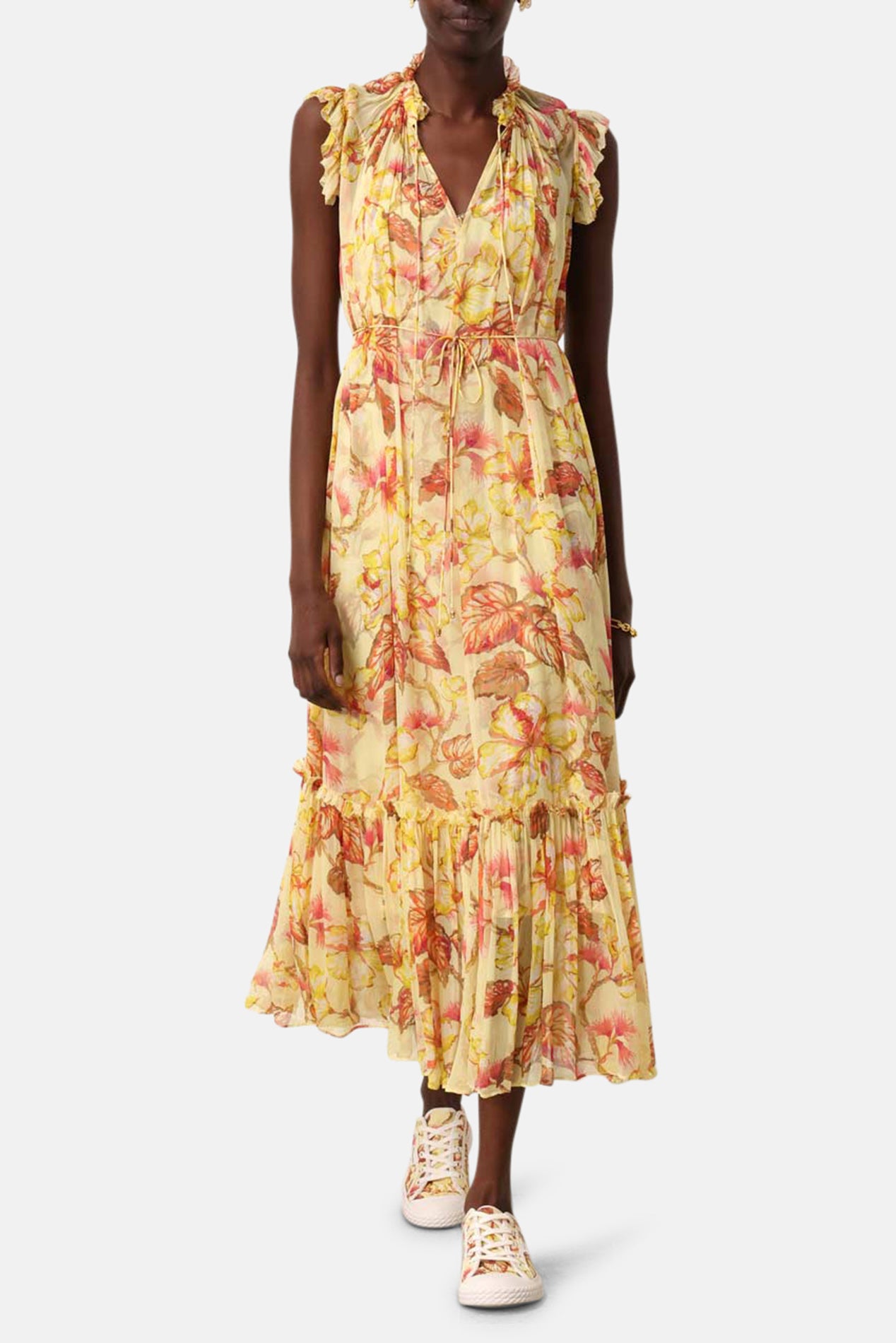 Zimmermann Matchmaker Flutter Midi Dress, Yellow Hibiscus, Size 2 Zimmermann Matchmaker Flutter Midi Dress, Yellow Hibiscus, Size 2