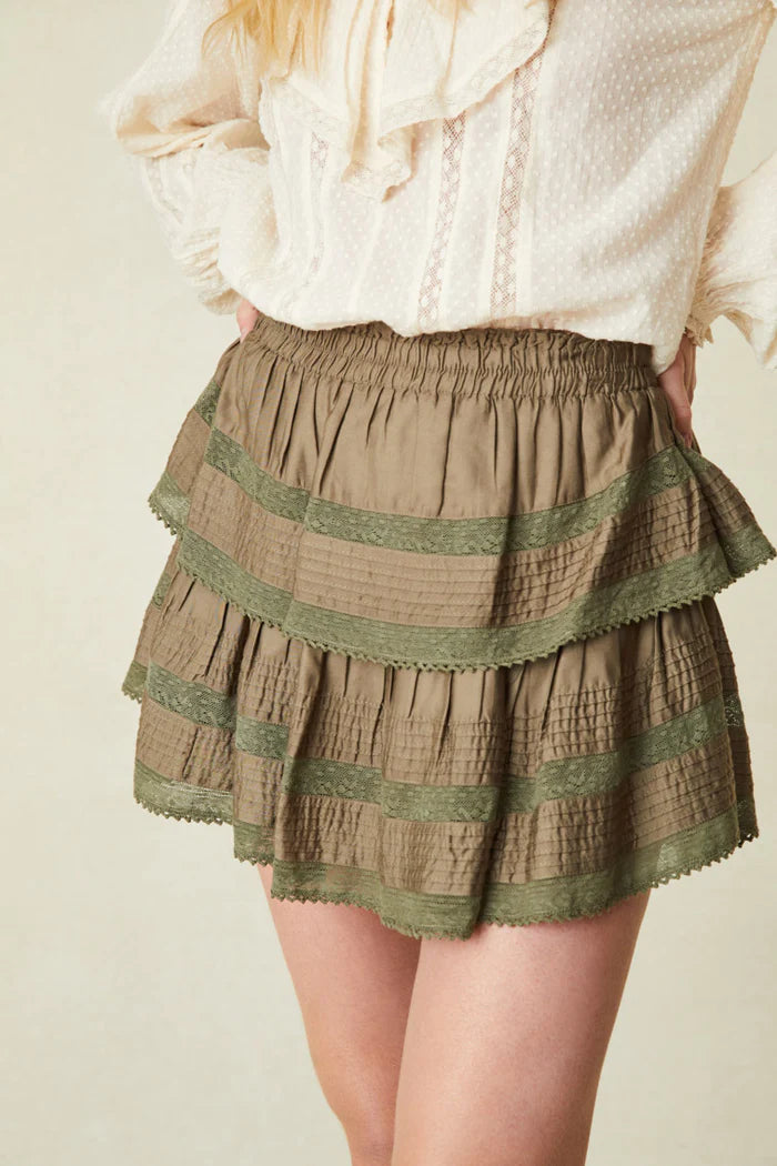 Ruffle Mini Skirt Forest Oak