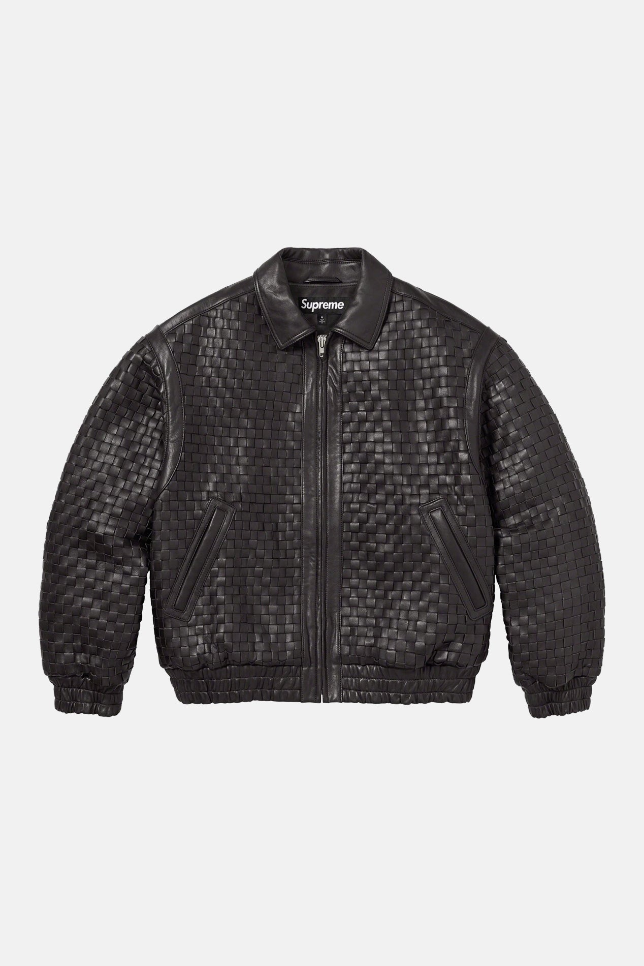 Supreme Woven Leather Varsity Jacket in Black, Size Small - Outerwear