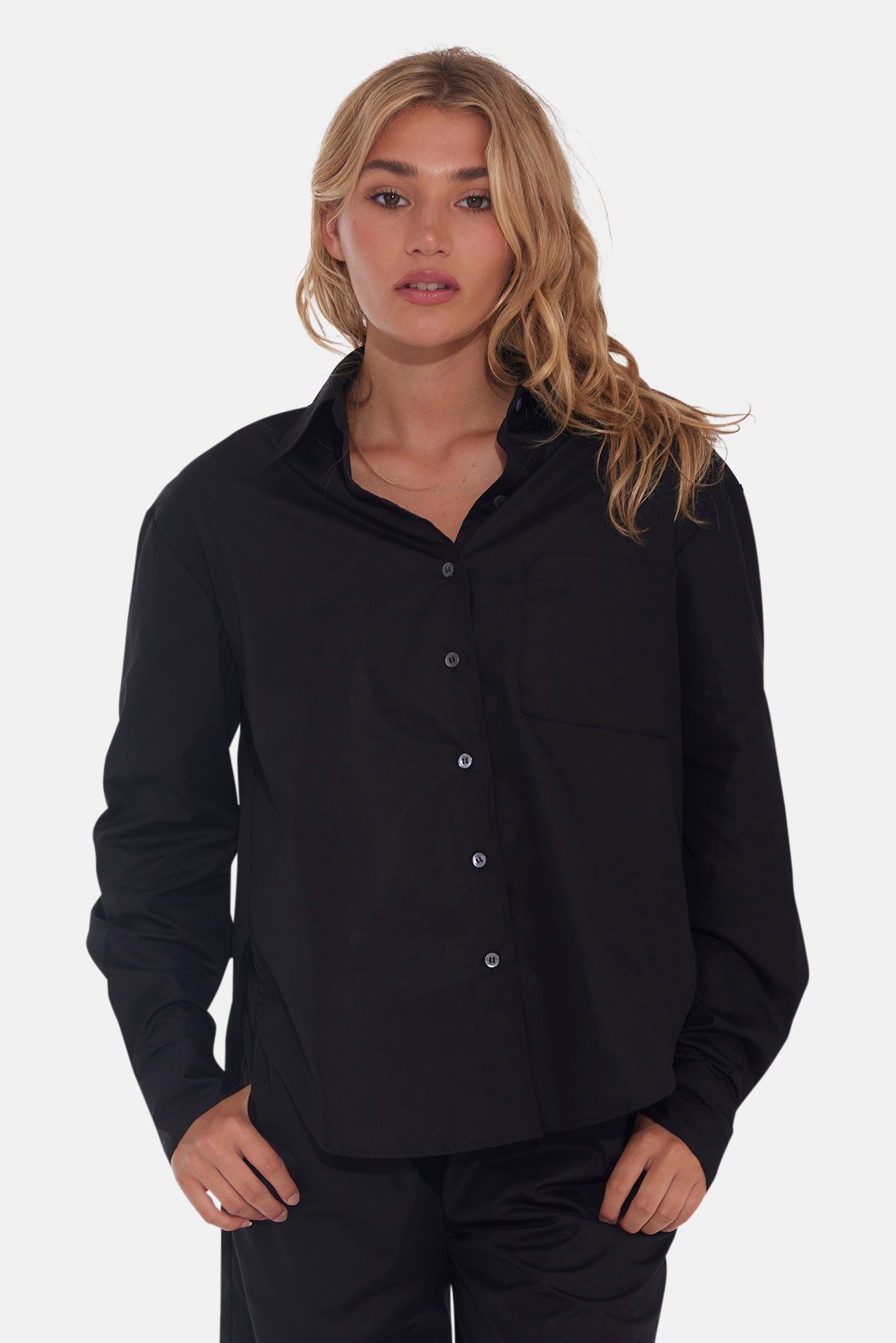 Lily Poplin Boyfriend Shirt Navy/White Stripe