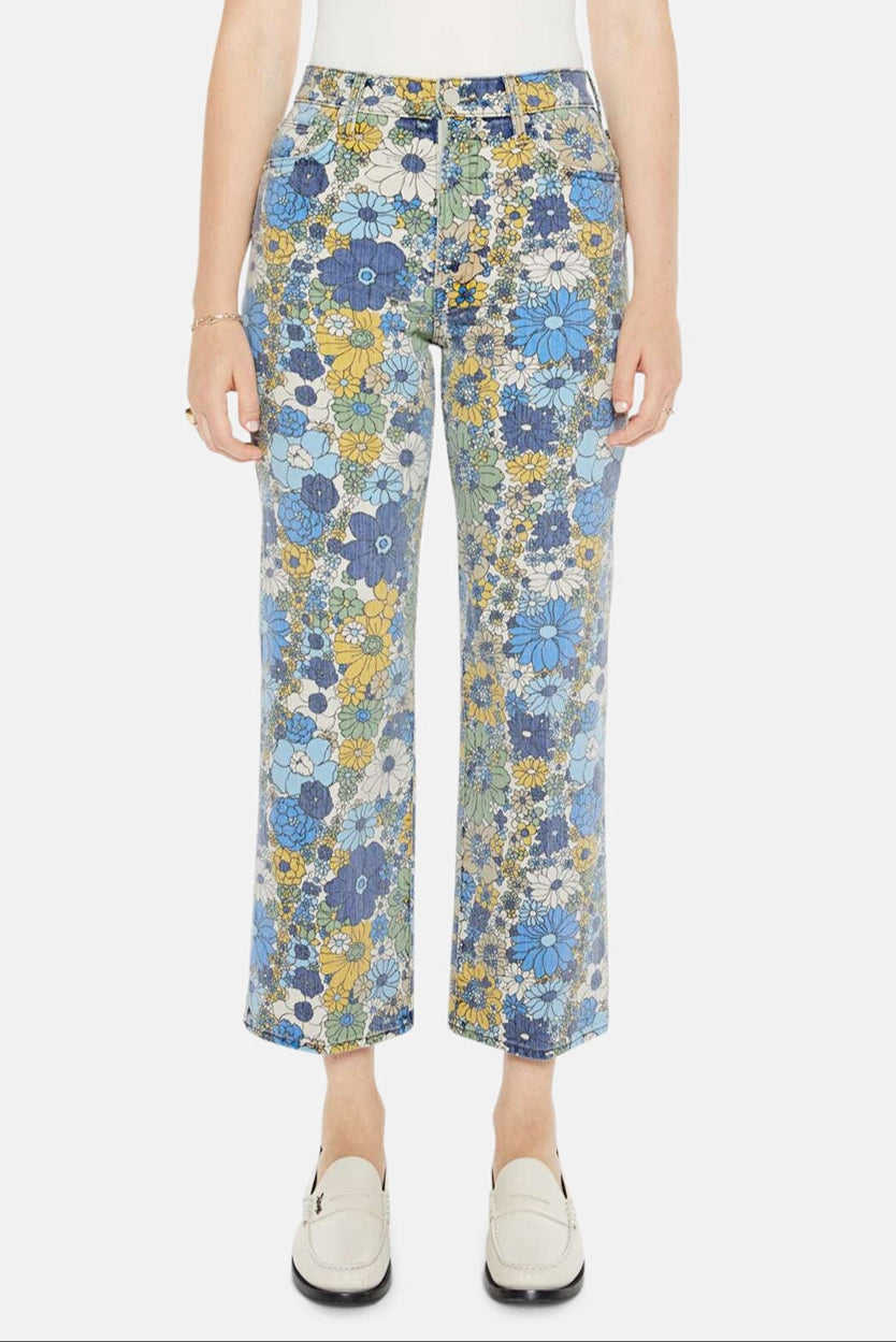 MOTHER The Rambler Zip Ankle Dirtbike Flowers – blueandcream