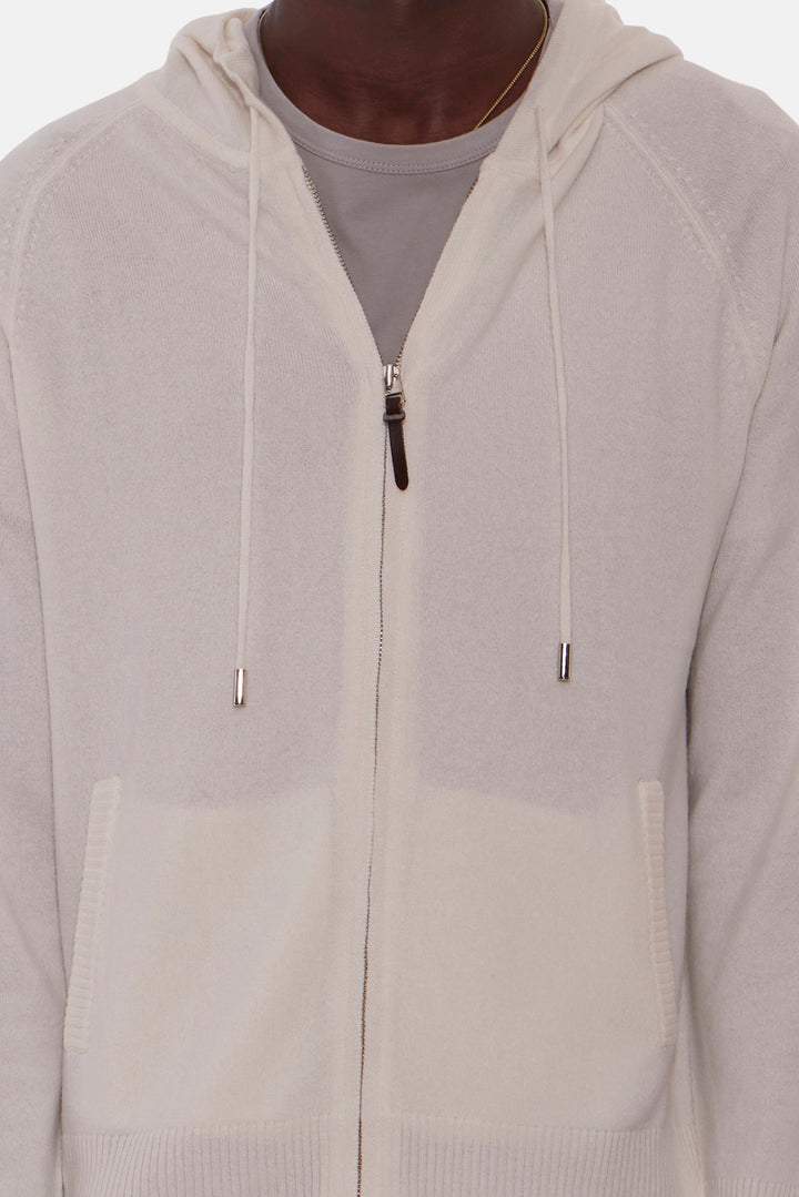 New Leo Zip Hoodie With Pockets Eggshell