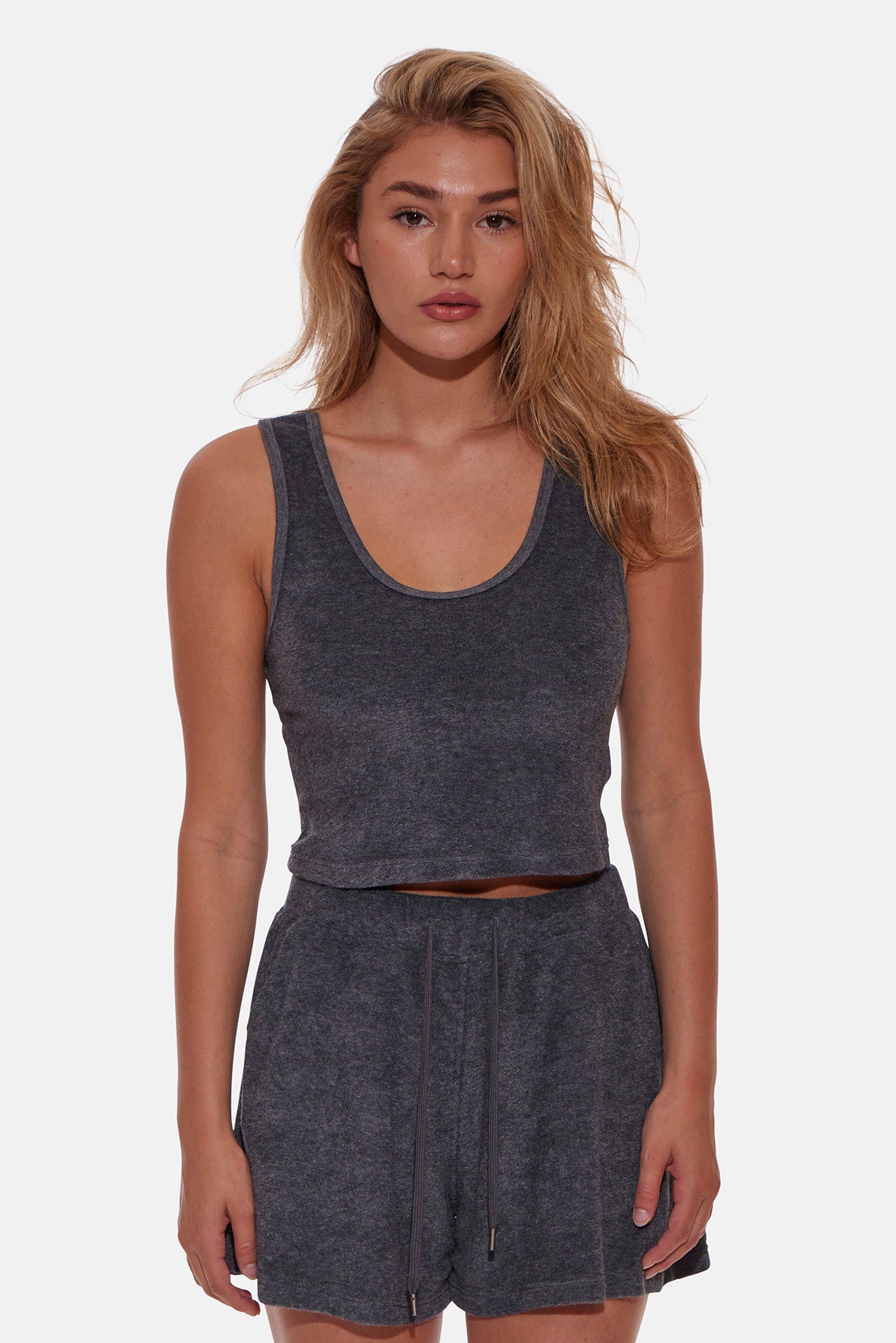 Cropped Scoop Neck Tank Heather Grey