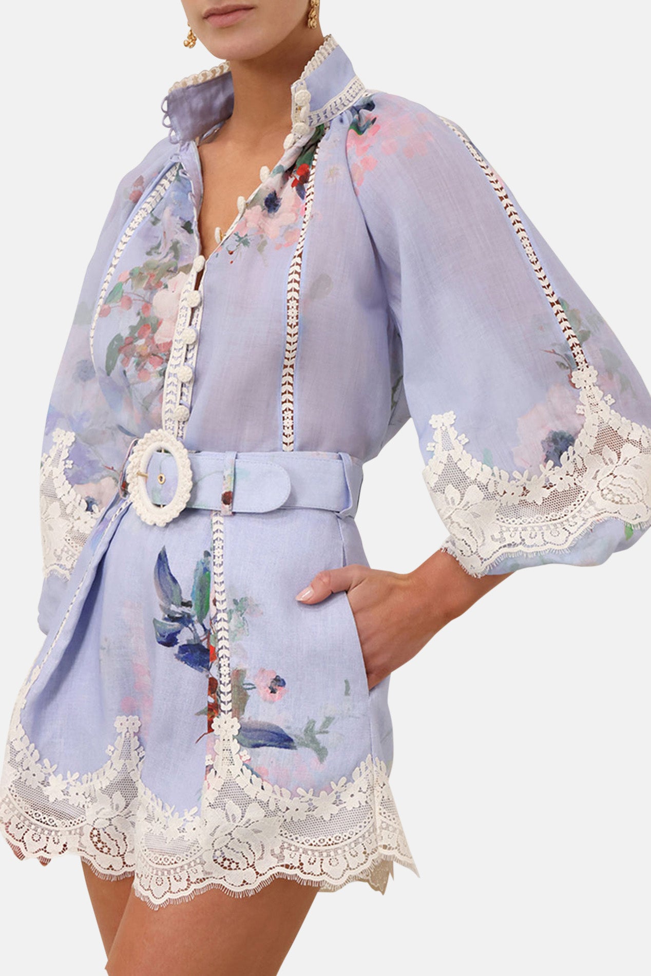 【merci】FLOWER LACE ARCH LINE BLOUSE HeRIN.CYE | Flower lace A-line tops (シャツ・ブラウス ) |SHEL'TTER