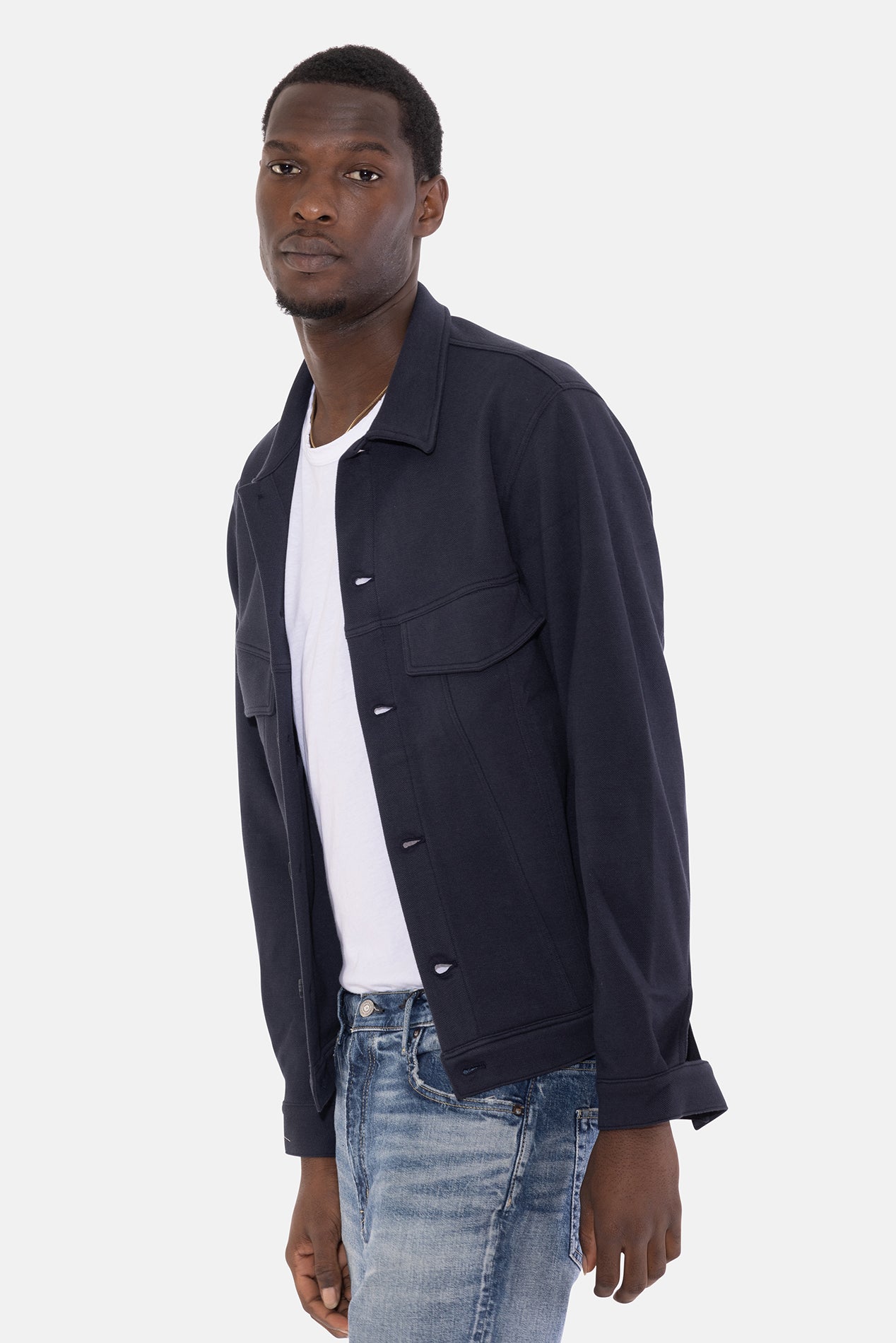 Mad Pique Trucker Jacket Navy