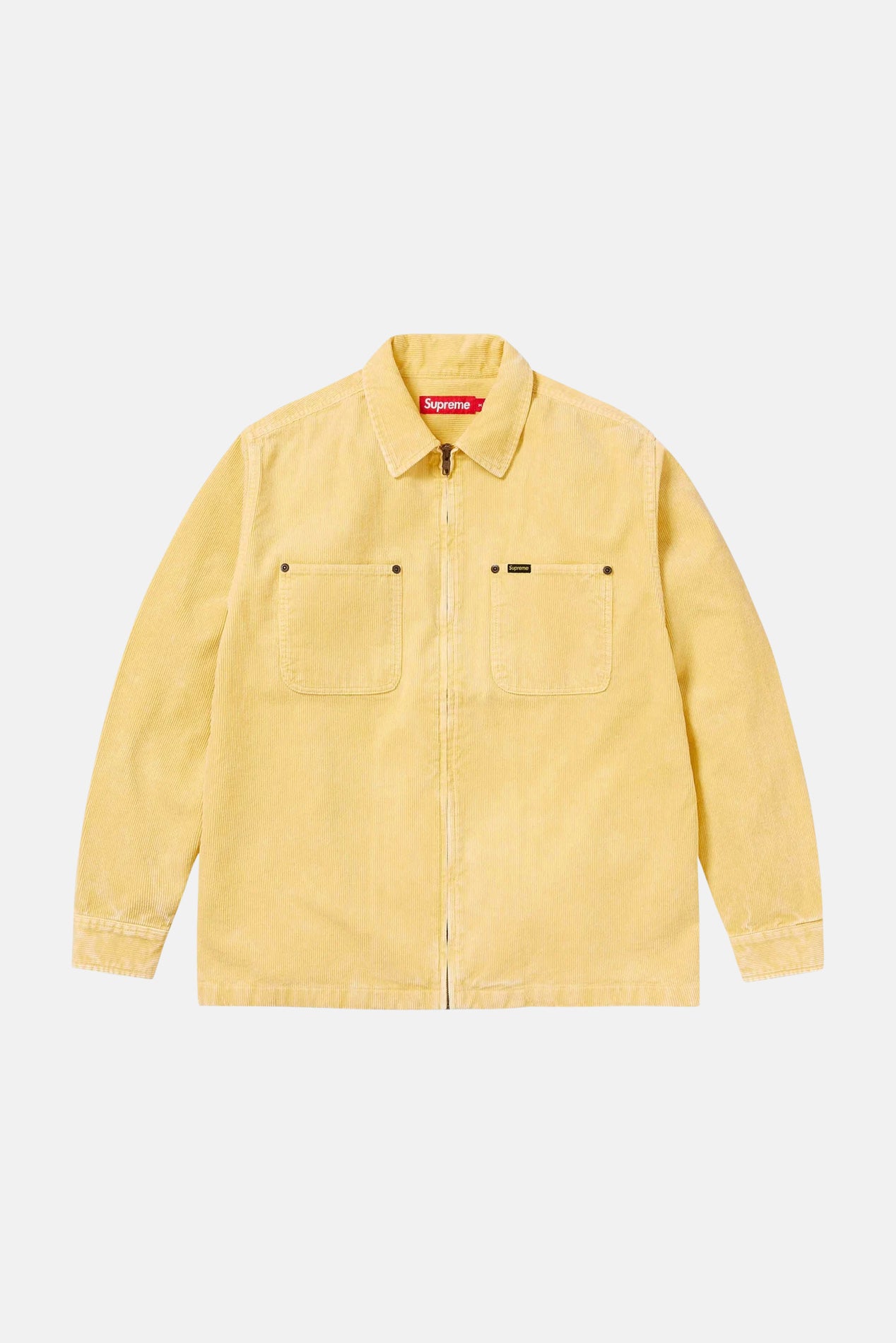 Washed Corduroy Zip Up Shirt Yellow