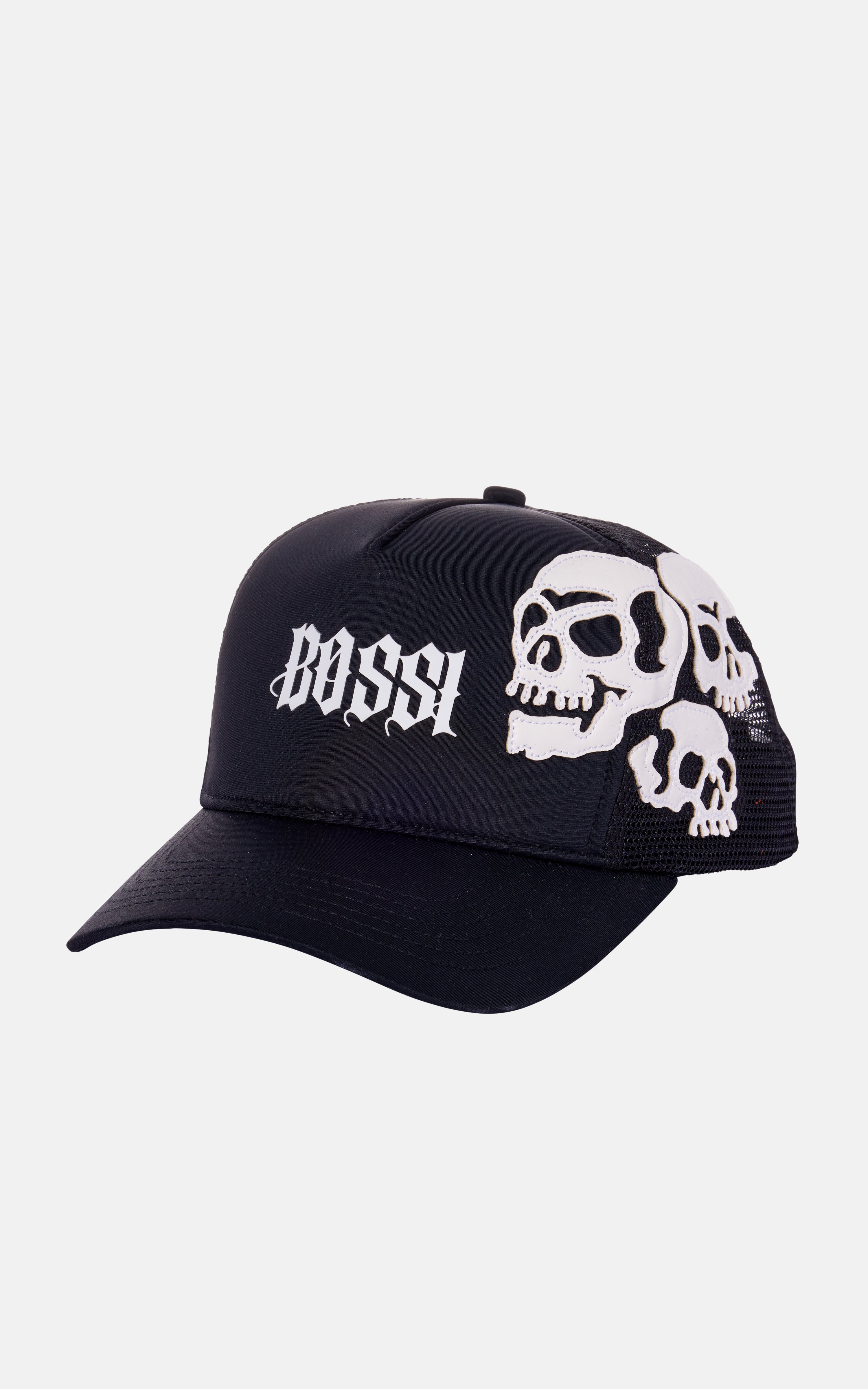 Trucker blueandcream Hat Skull / Black – White