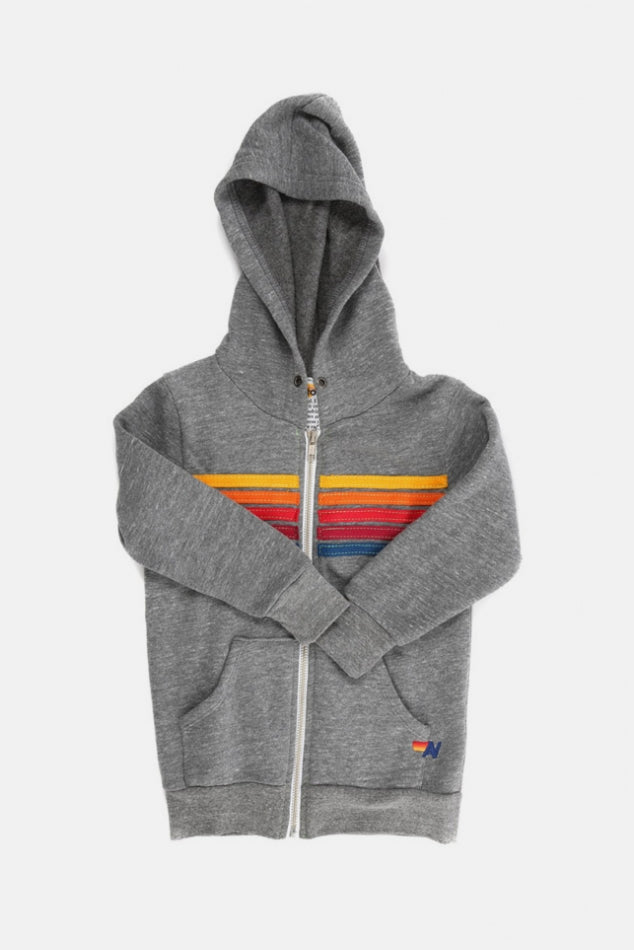 Kids Stripe Zip Hoodie Heather Grey – blueandcream