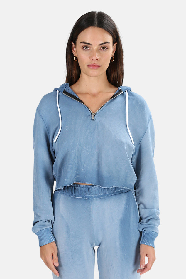 Cotton Citizen Brooklyn Crop Zip Hoodie in Desert Sky outlet Blue