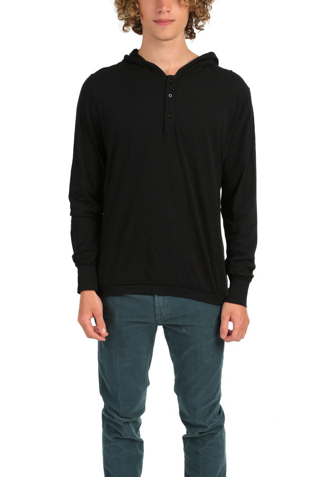 Black henley clearance hoodie