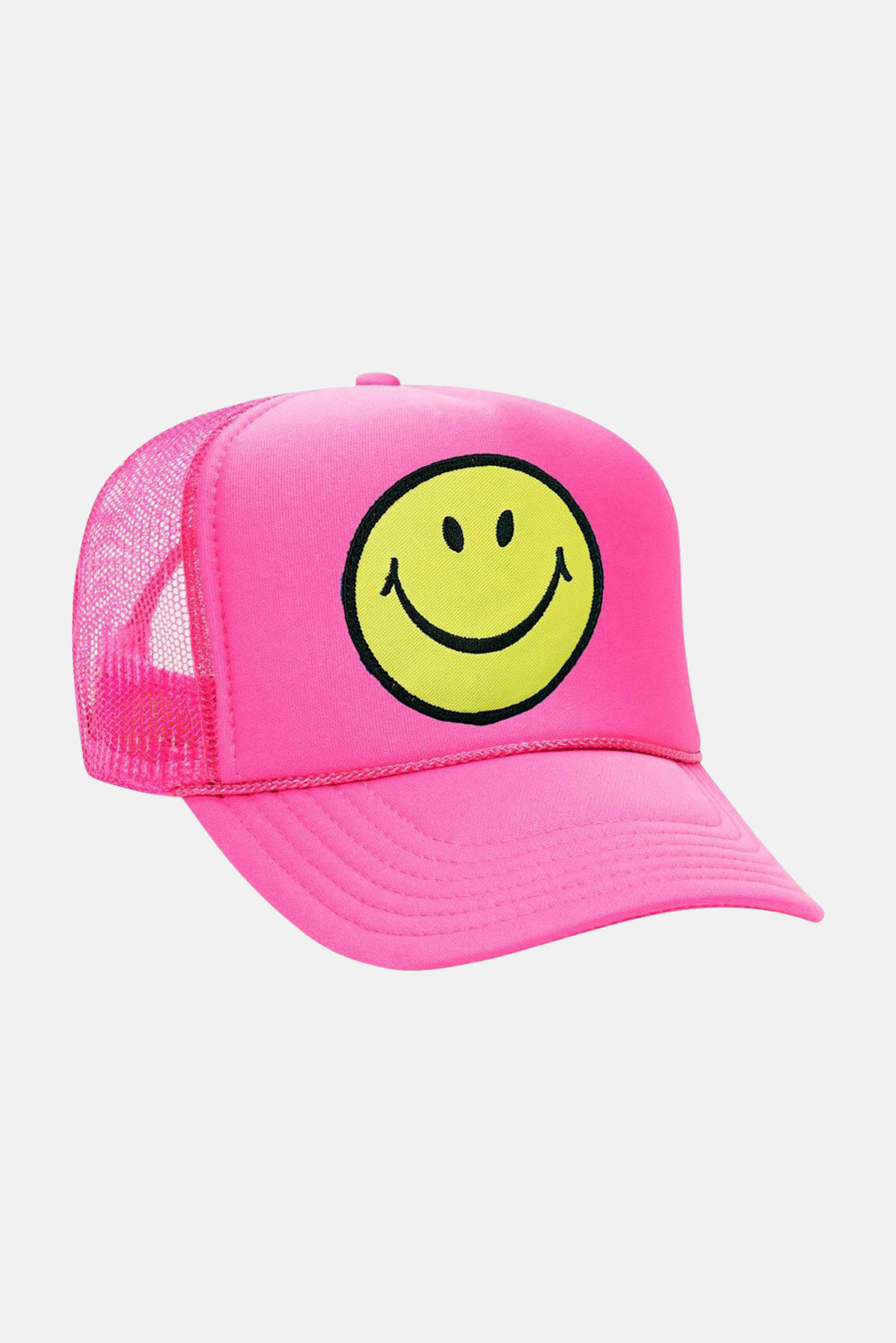 Smiley Trucker Hat Neon Pink