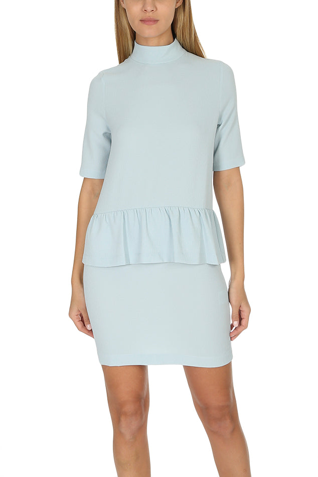 ganni blue dress Ganni Turtleneck Mini Dress