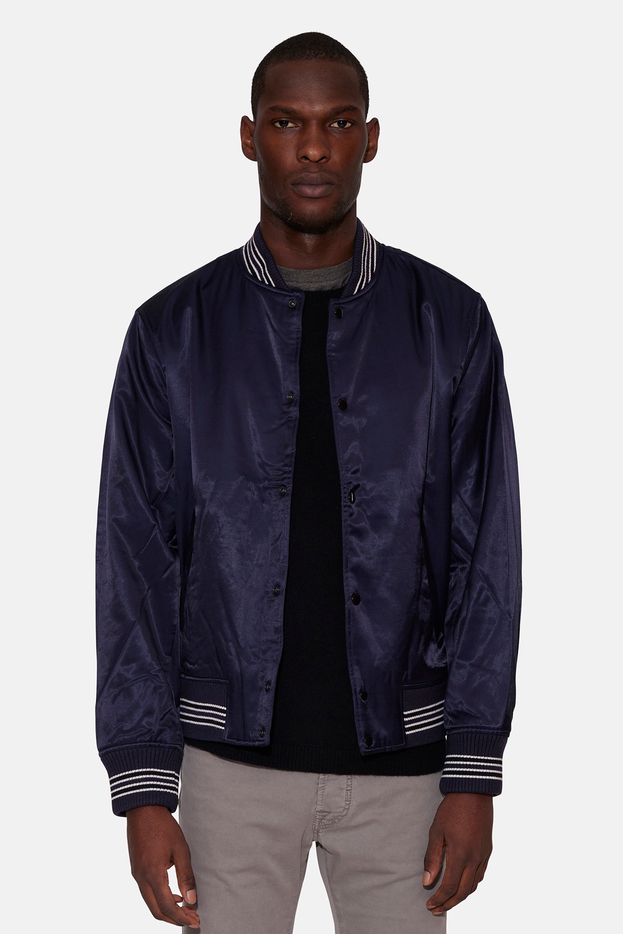 Rag & Bone Dugout Satin Jacket Salute in Blue, Size Small - Outerwear