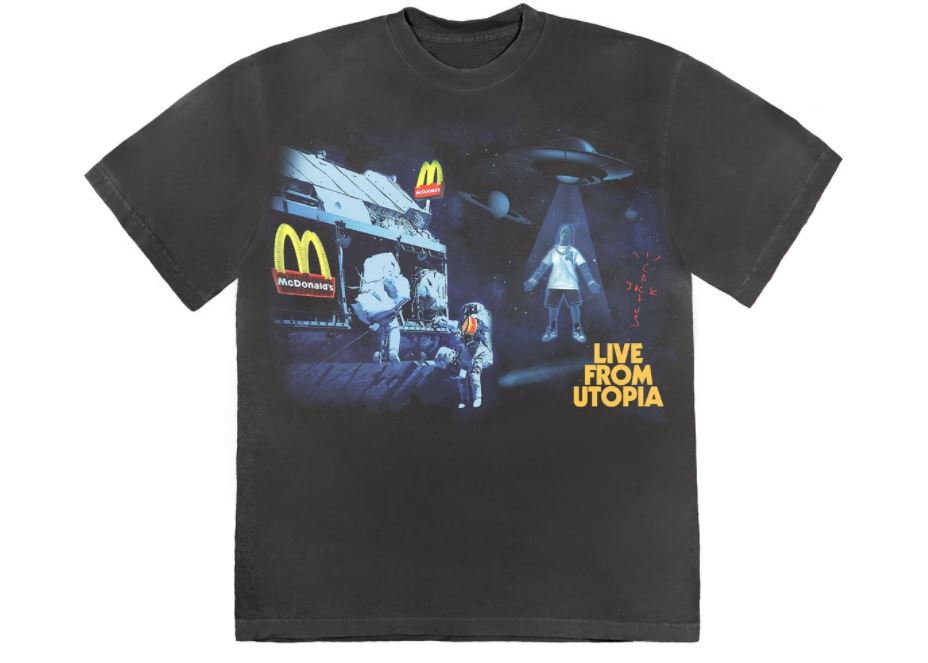 cactus jack shirt mcdonalds Cactus Jack Graphic T-Shirt McDonalds Space Graphic T-Shirt Black in Grey, Size XL