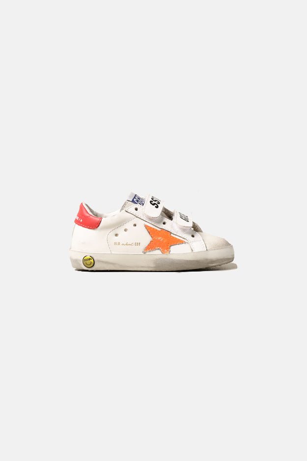 Toddler Old School Low Top Sneaker White/Orange Fluorescent Star