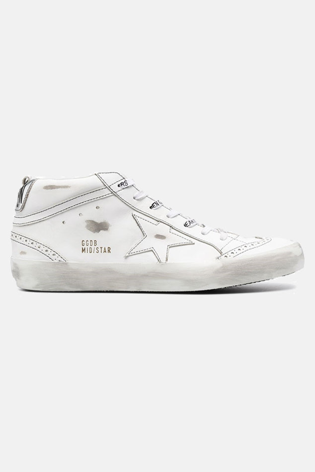 Mid Star Sneaker Optic White/Silver Laminated Heel - blueandcream