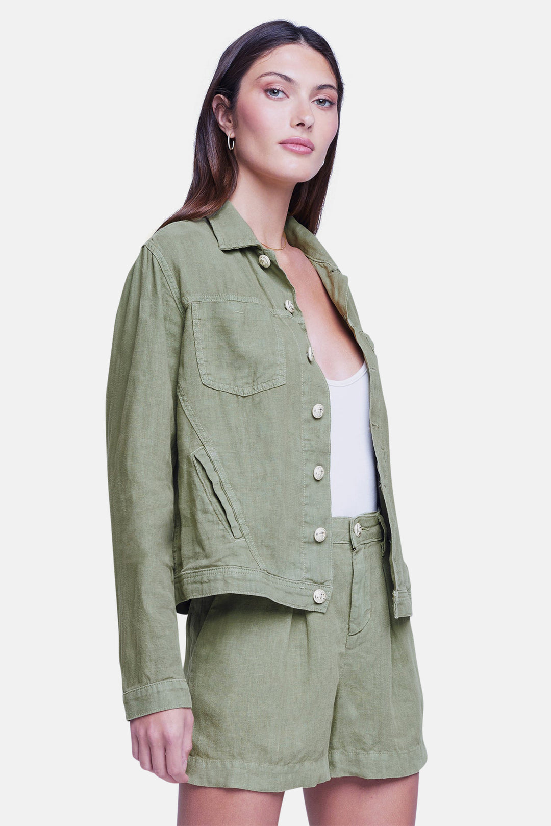 Celine Linen Jacket Soft Army