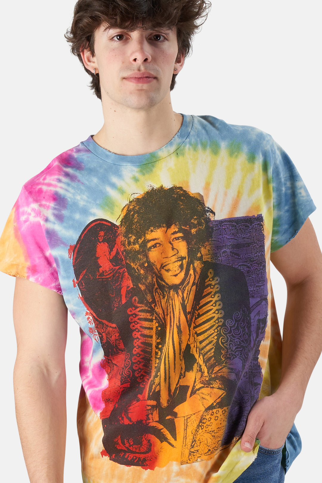 Jimi Hendrix Tee Rainbow Tie Dye - blueandcream