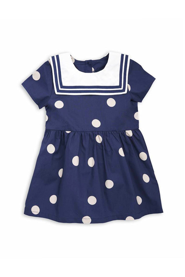 Mini Rodini Navy Dot Woven Sailor Dress