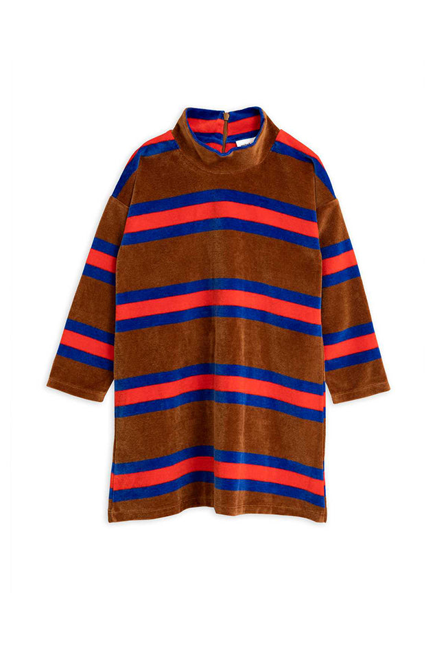 Mini Rodini - Velour Stripe Long Sleeve Dress Kids