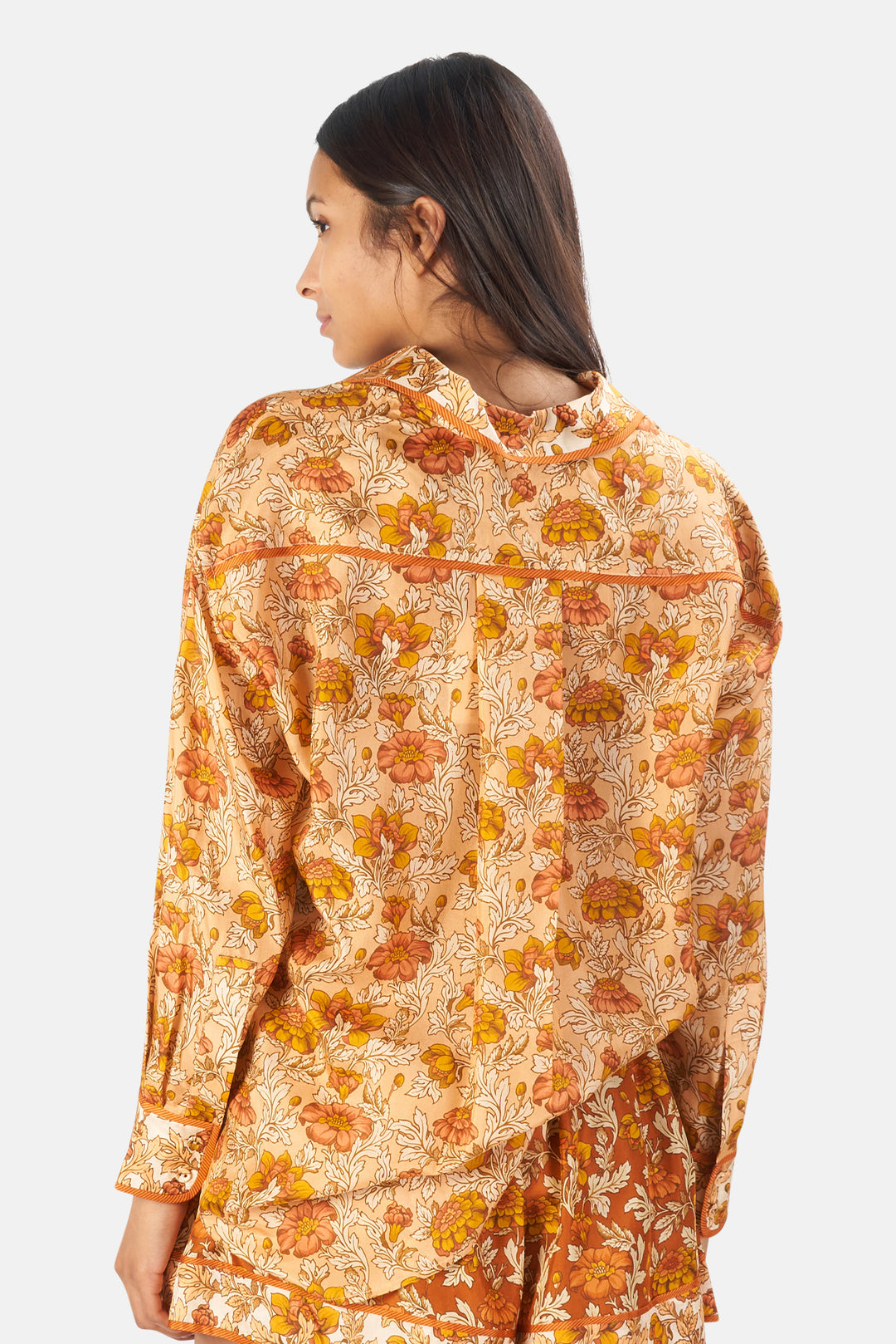 Andie Relaxed Shirt Duty Almond Floral - blueandcream