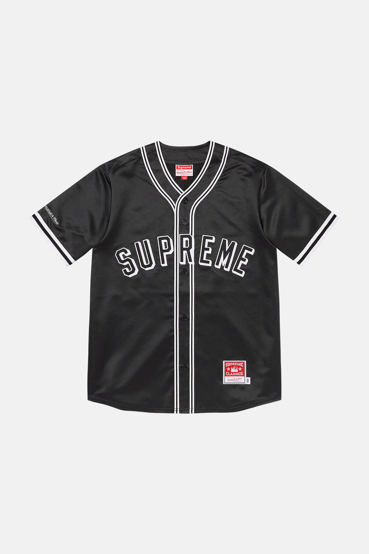 Supreme x Mitchell & Ness Satin Baseball Jersey Black