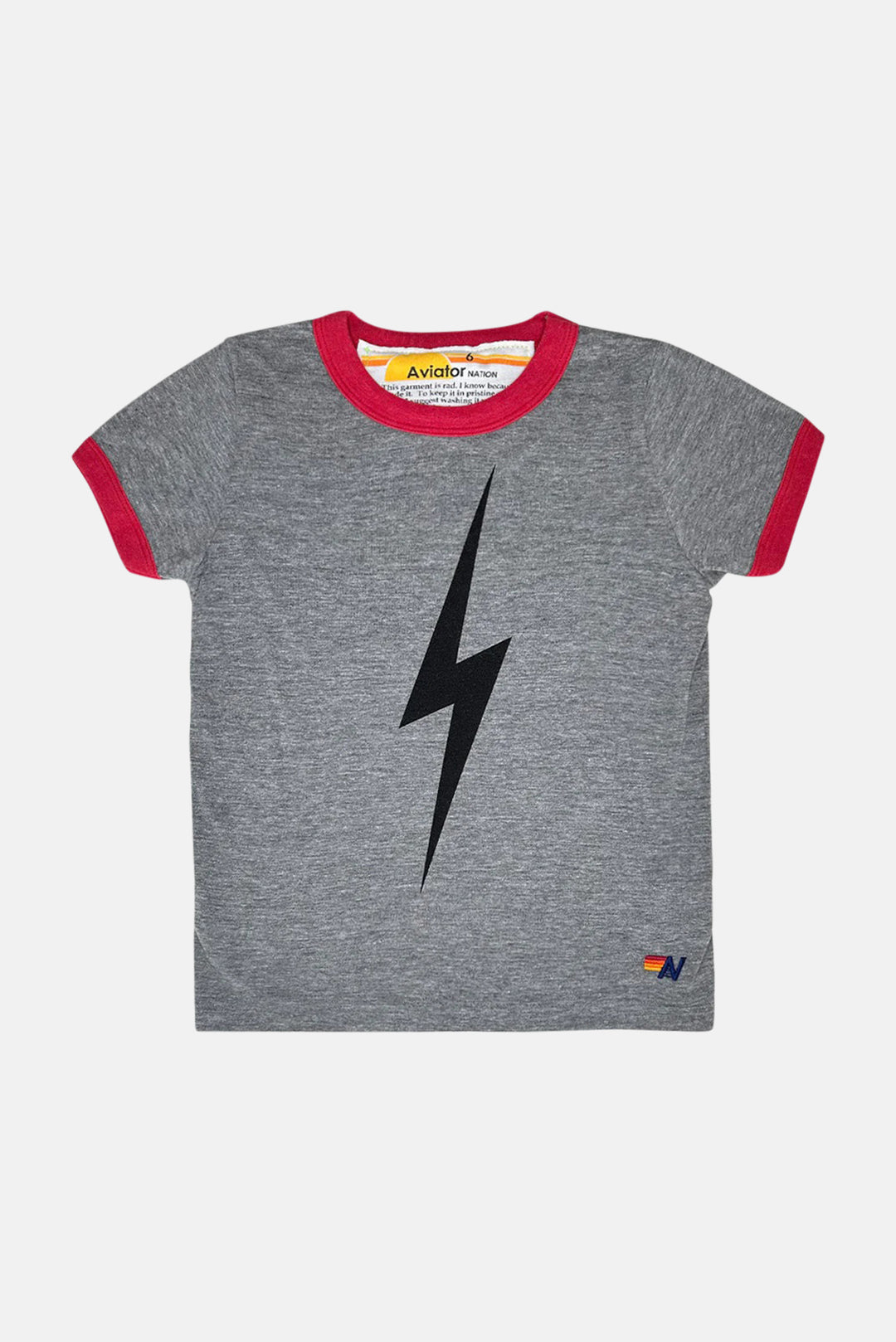 Kid's Bolt Ringer Tee Heather Grey/Red
