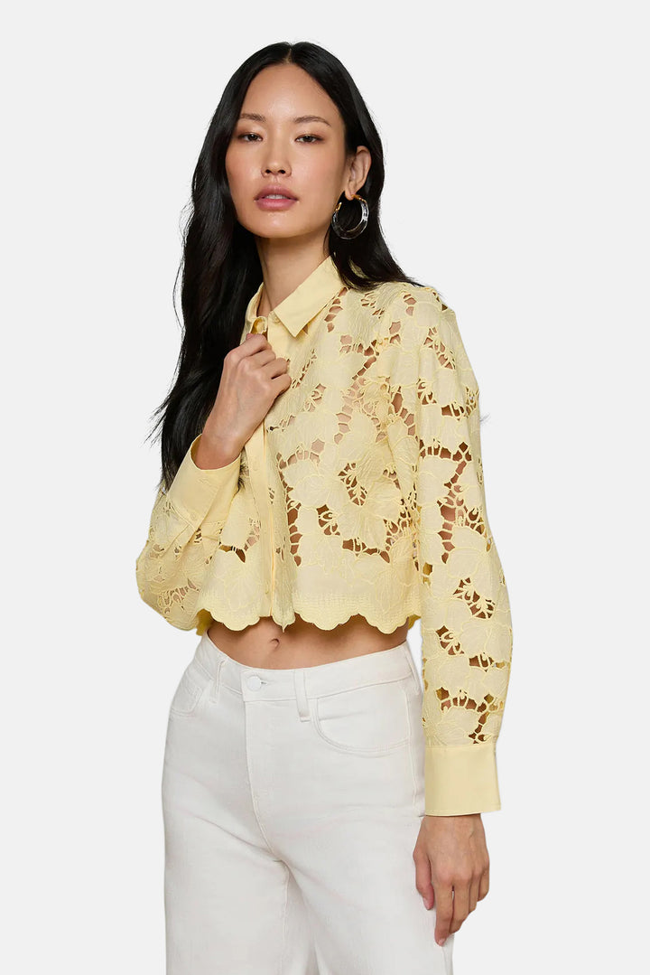 Seychelle Cropped Eyelet Blouse Lemon Sorbet