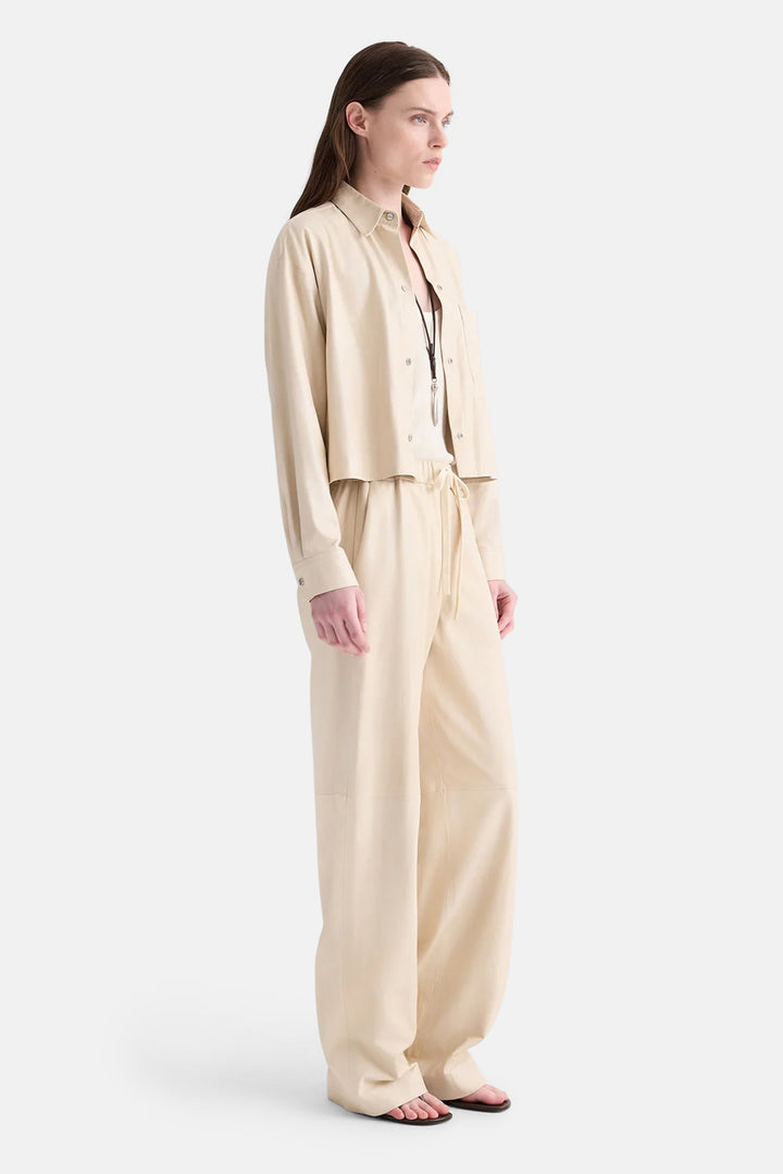 Leather LP Pant in Creme Brulee