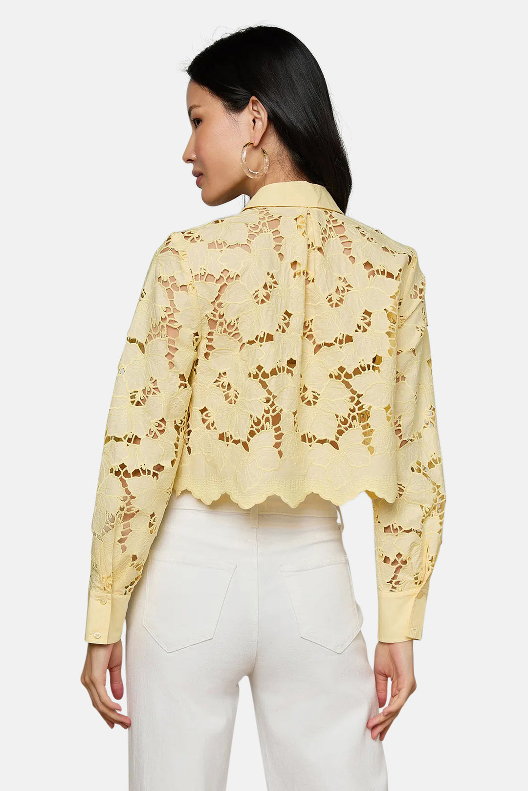 Seychelle Cropped Eyelet Blouse Lemon Sorbet