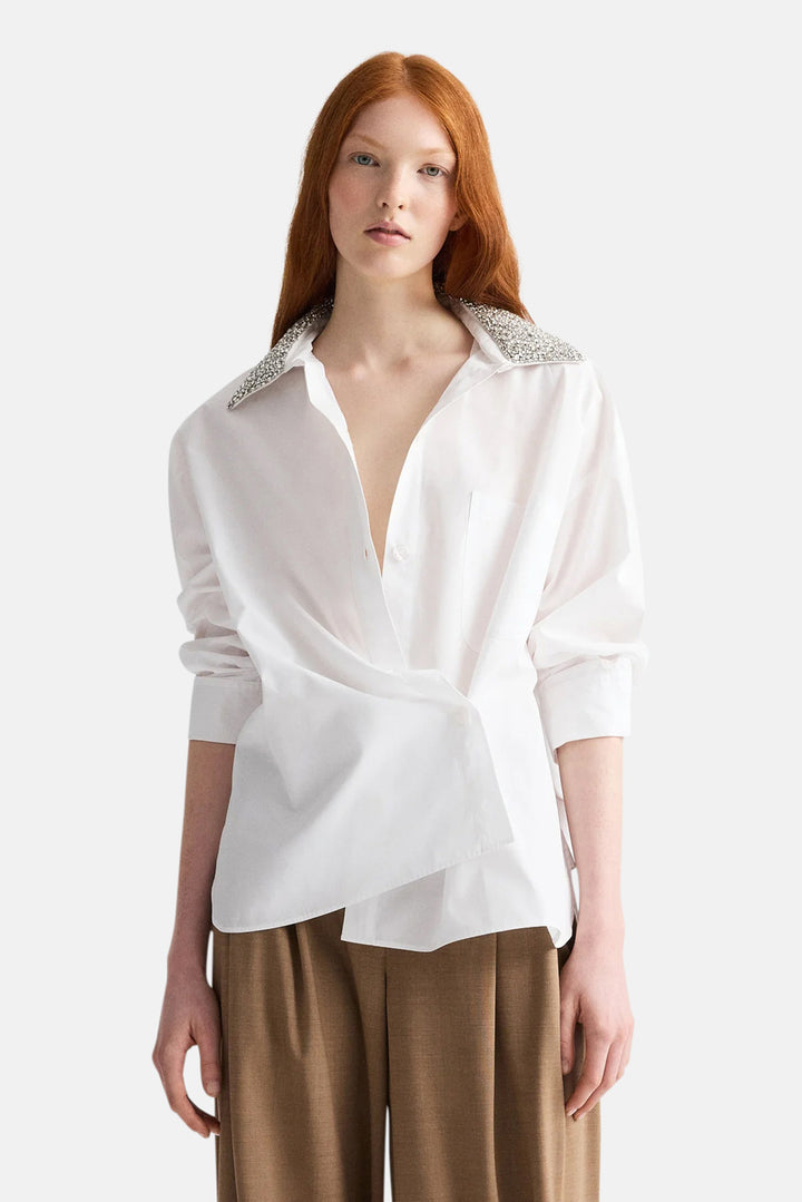 New Earl Shirt w/ Crystal Collar White