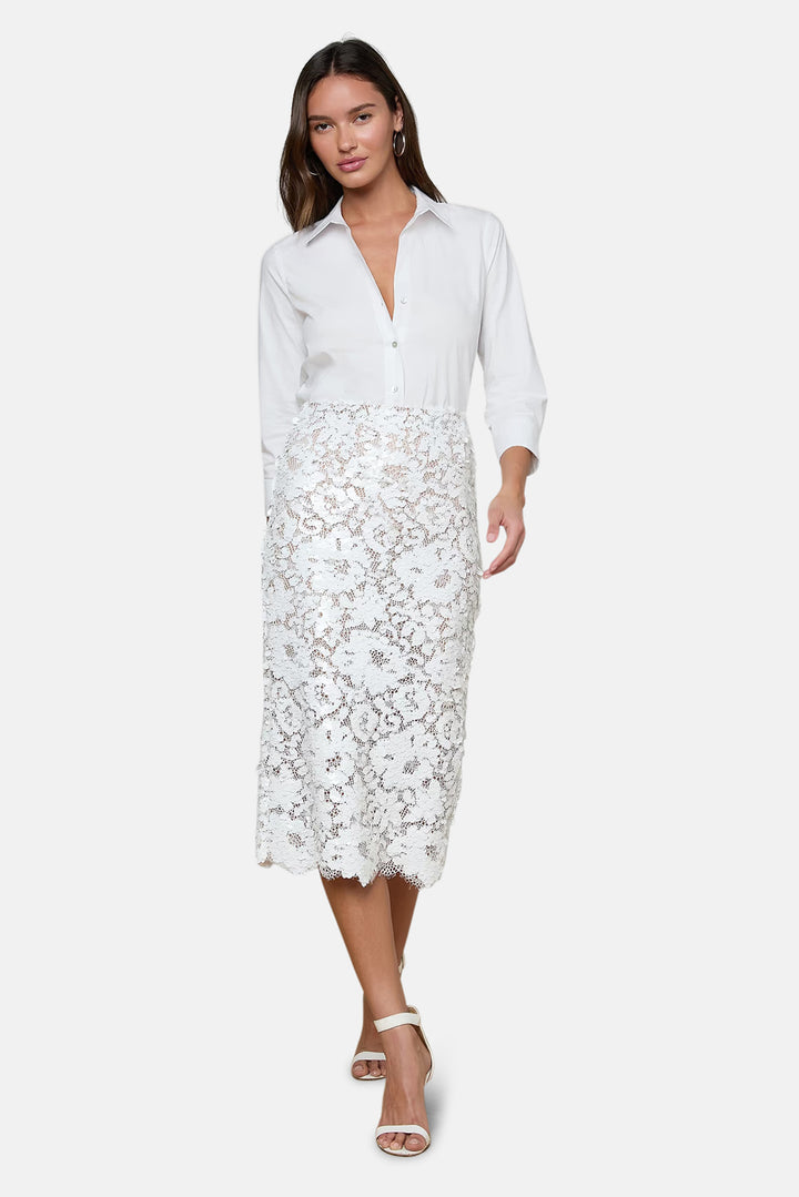 Makena Sequin Pencil Skirt White
