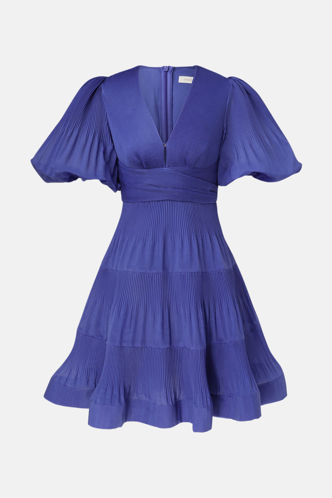 Zimmerman Pleated Mini Dress Lapis blueandcream Zimmerman Pleated Mini Dress Lapis blueandcream