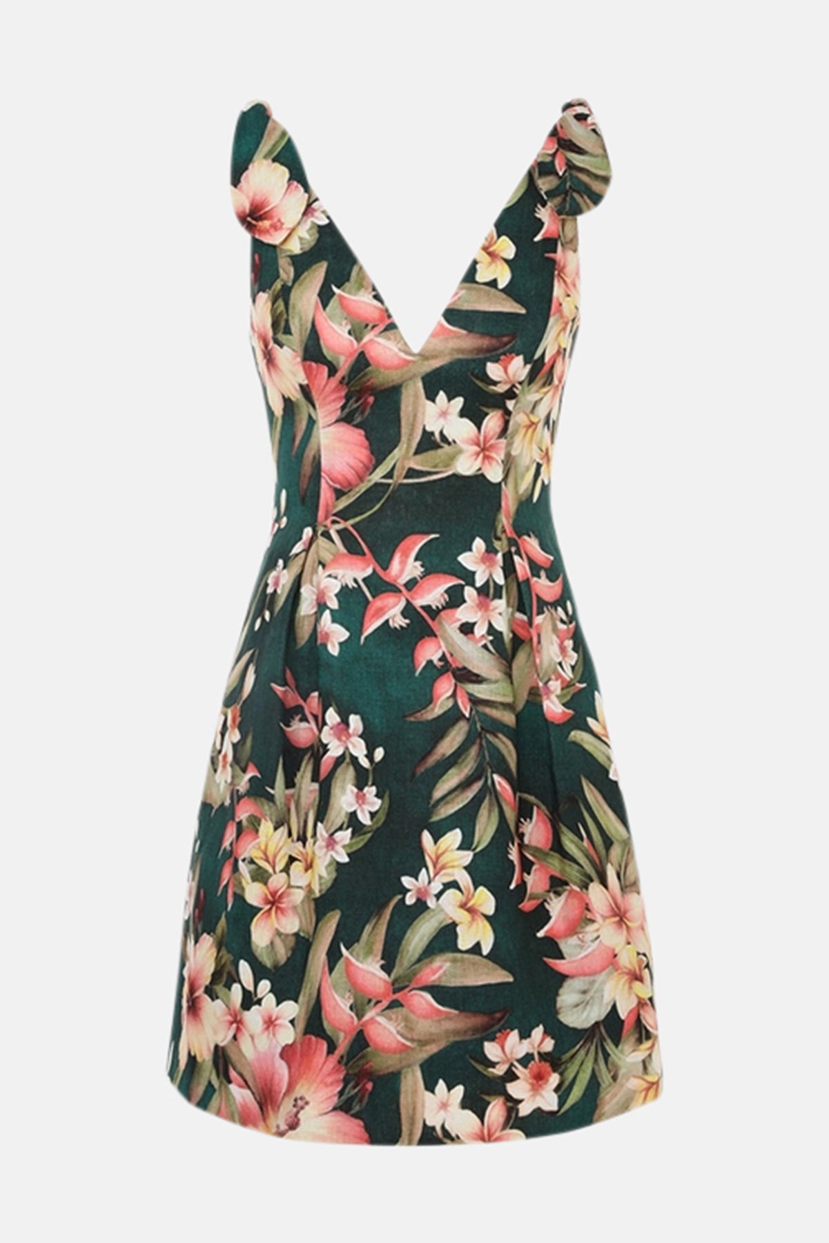 Zimmerman Lexi Tie Mini Dress Green Palm blueandcream Zimmerman Lexi Tie Mini Dress Green Palm blueandcream